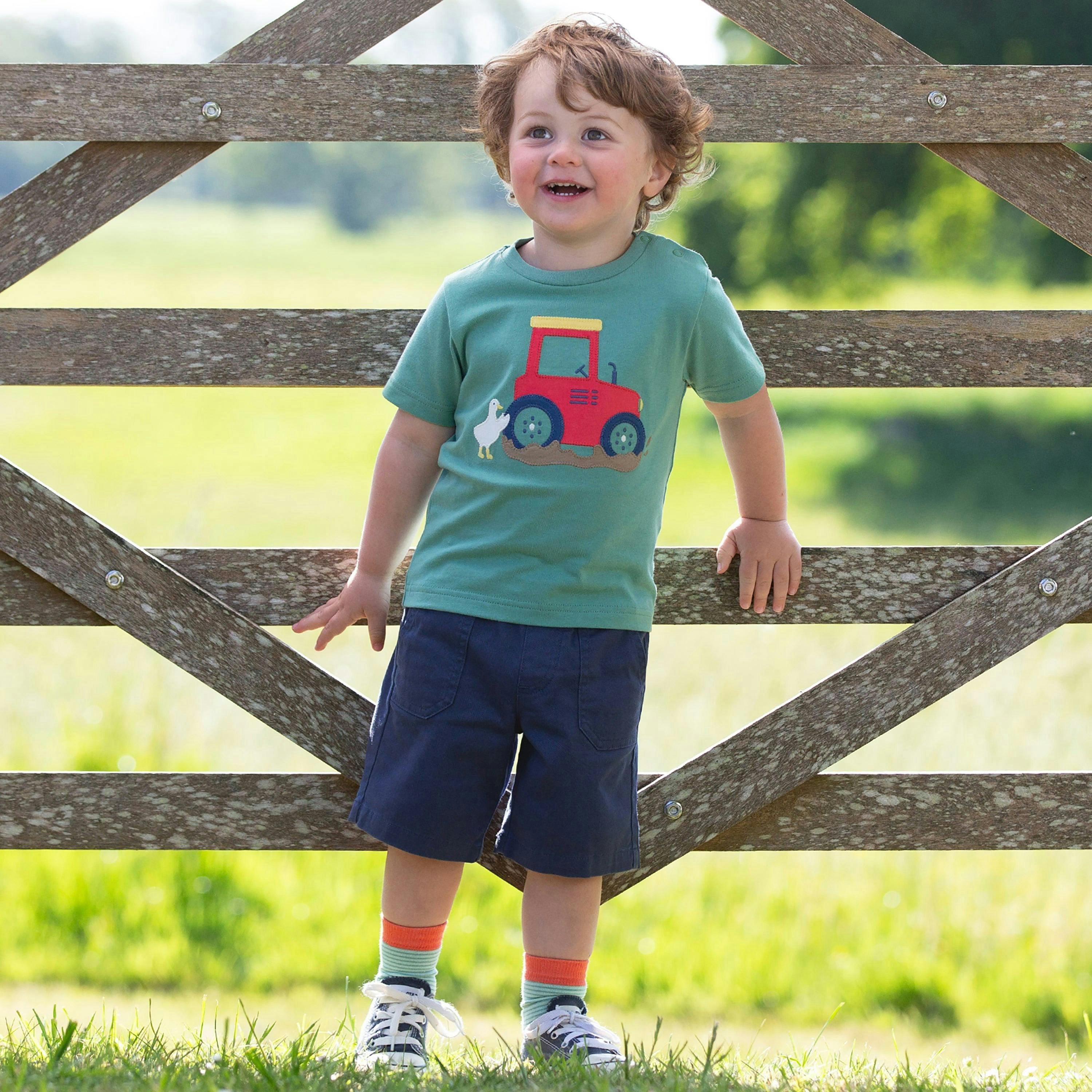 Kids Organic Yacht Shorts Midnight , view 2 of 3