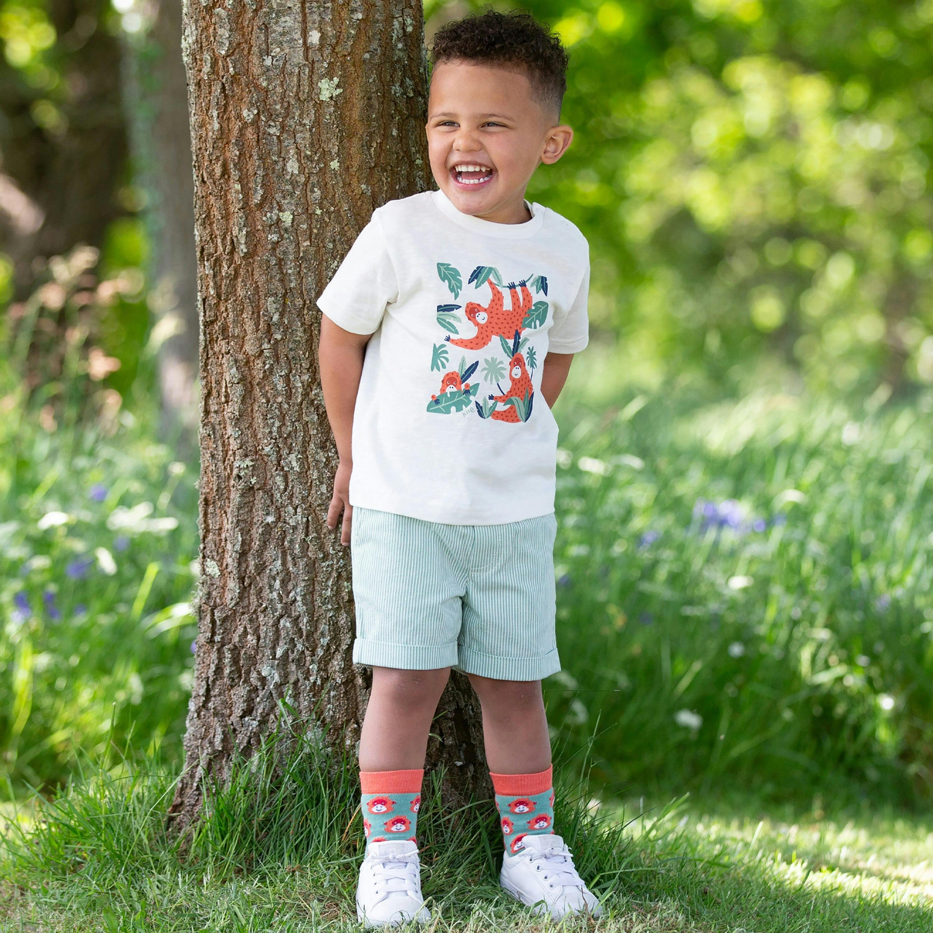 Kids Organic Ticking Shorts , view 2 of 4