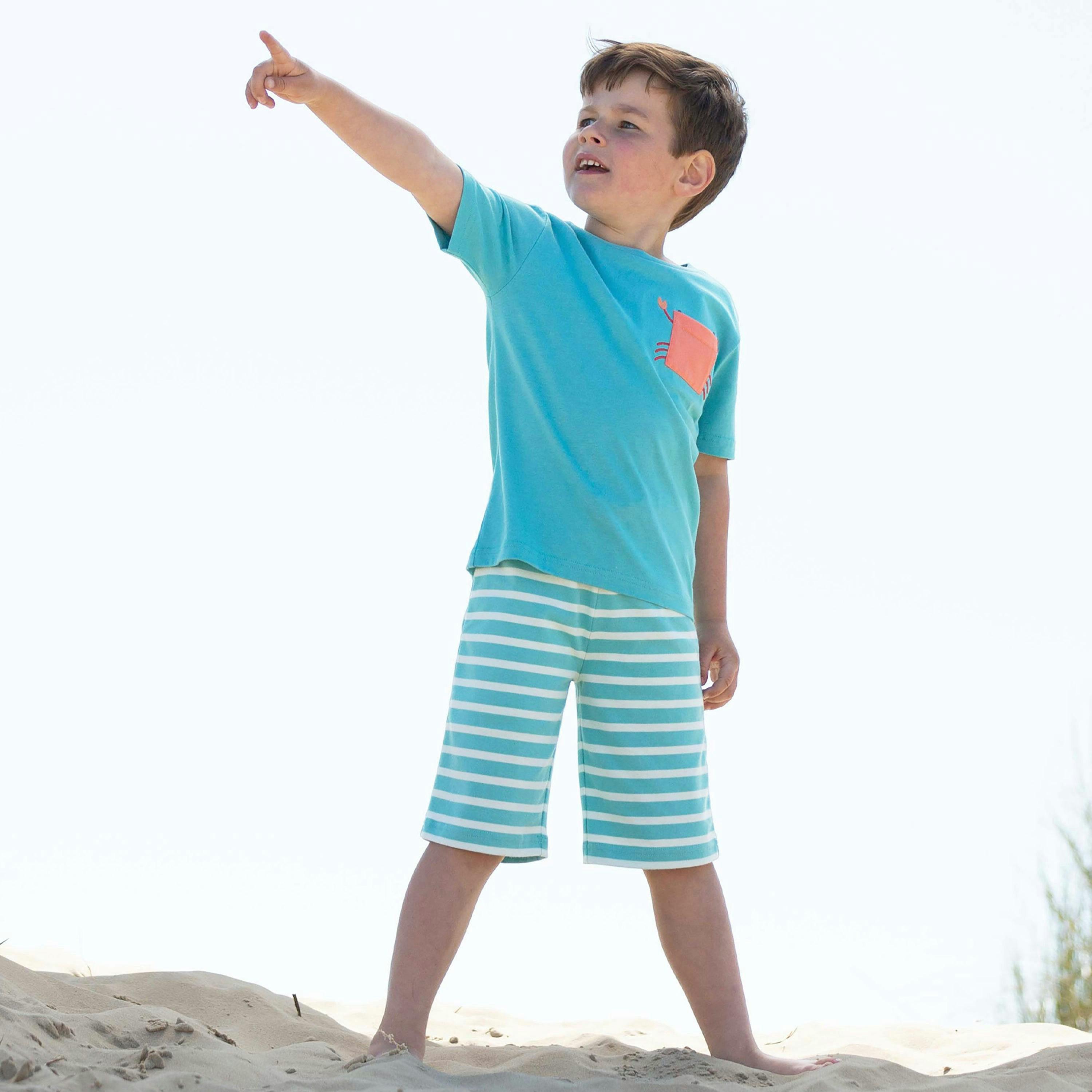 Kids Organic Corfe Shorts Lagoon , view 3 of 5