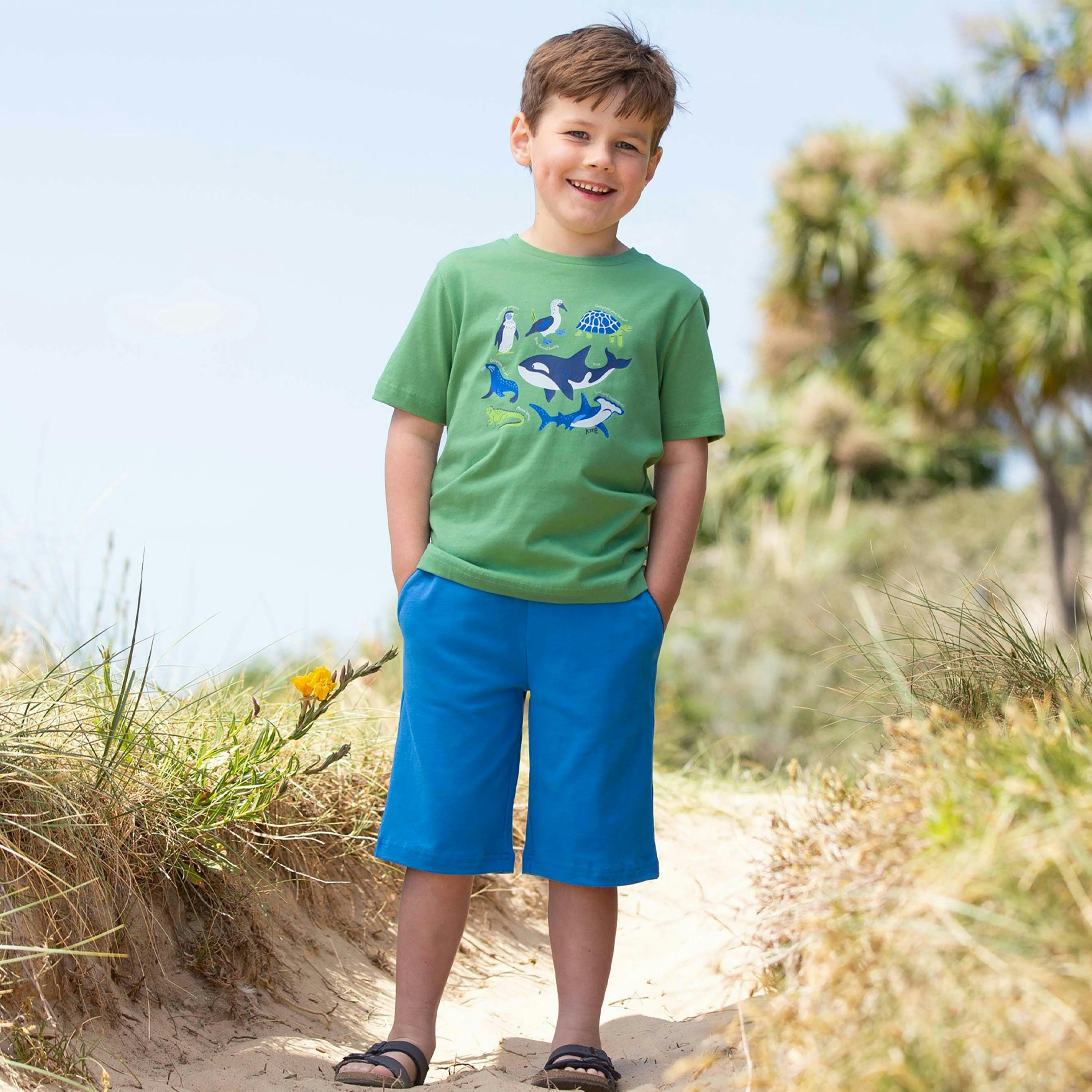 Kids Organic Corfe Shorts Peacock , view 3 of 4
