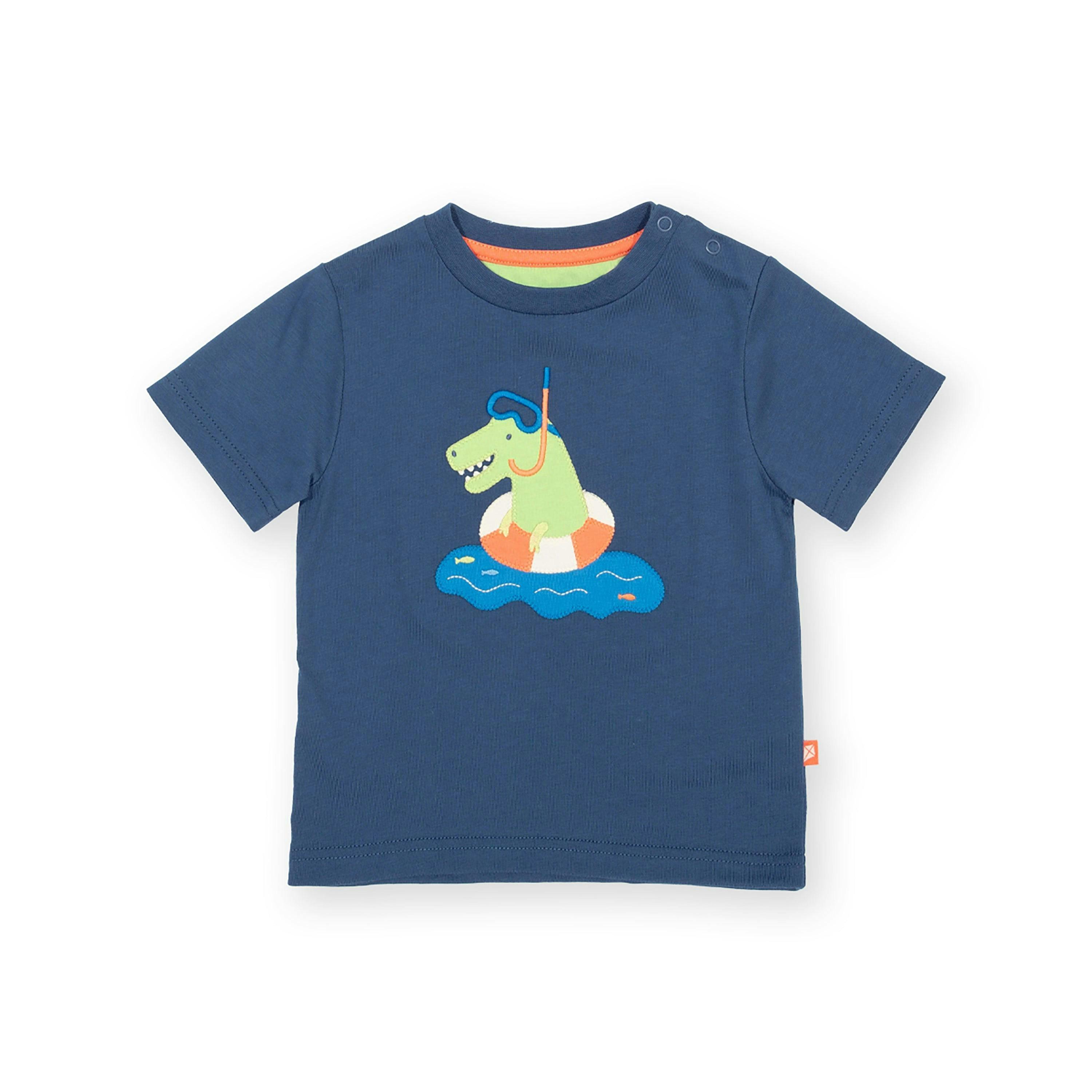 Kids Swim Time Dino Organic T-Shirt , view 1 of 3