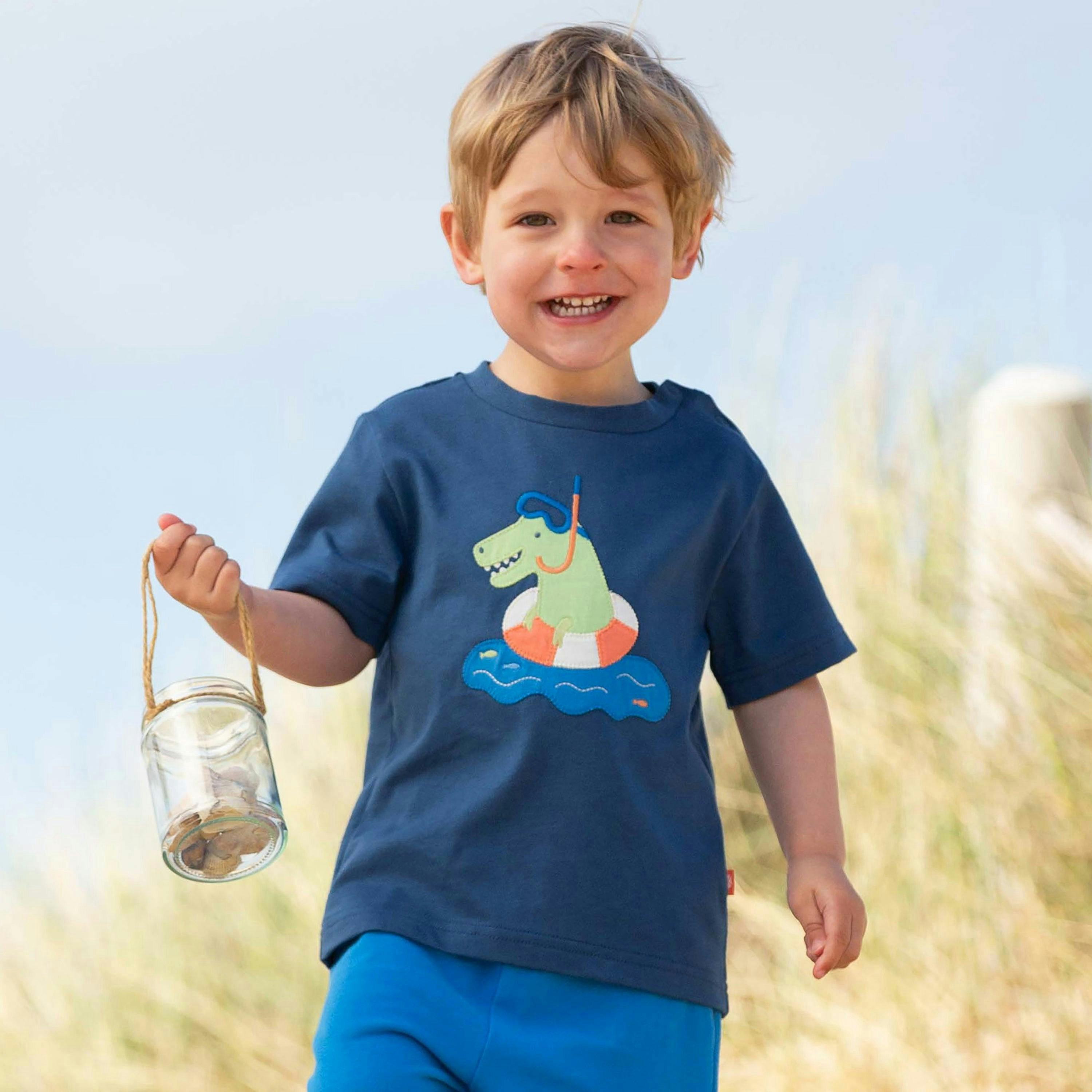 Kids Organic Swim Time Dino T-Shirt , view 2 of 3
