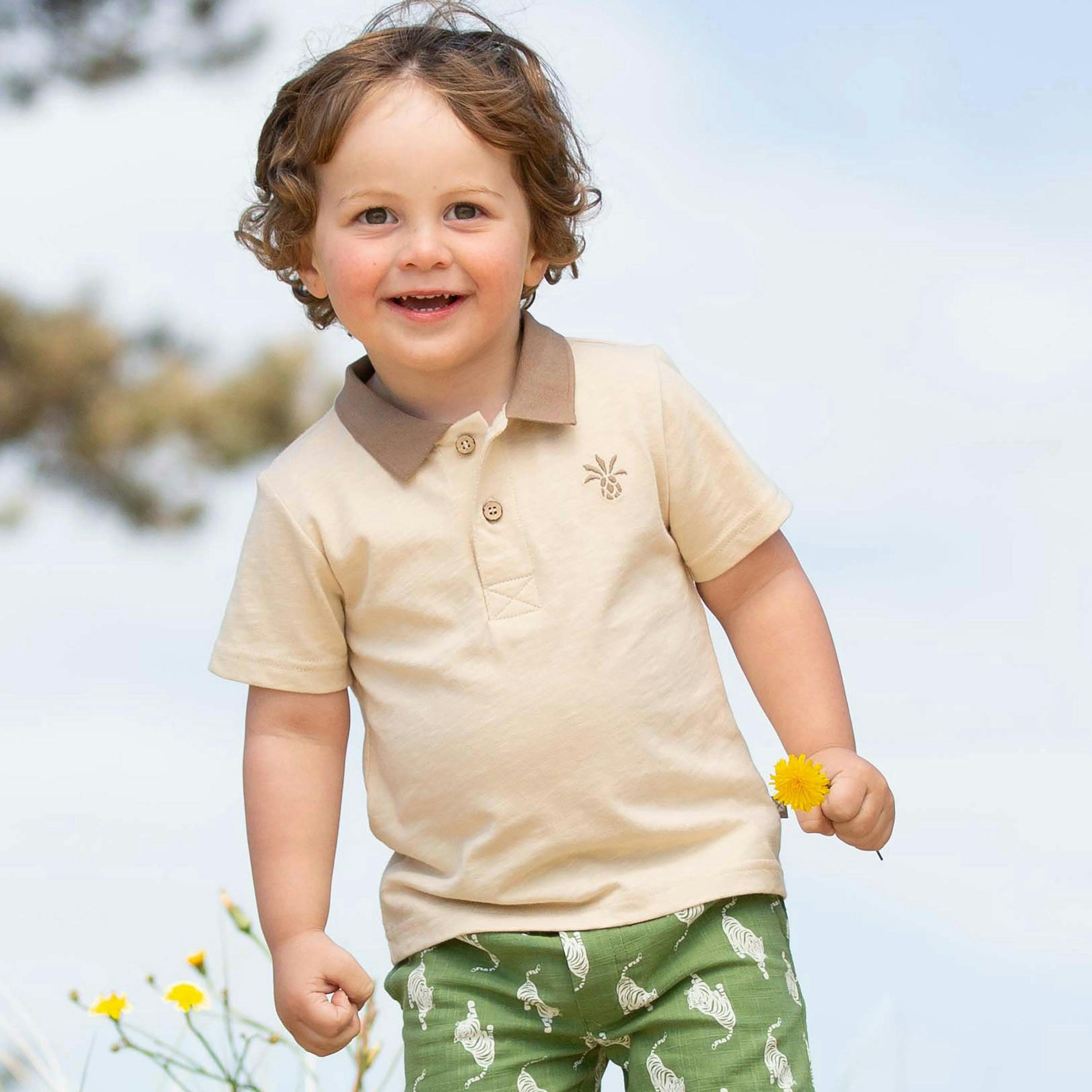 Kids Organic Pineapple Polo Shirt , view 2 of 4