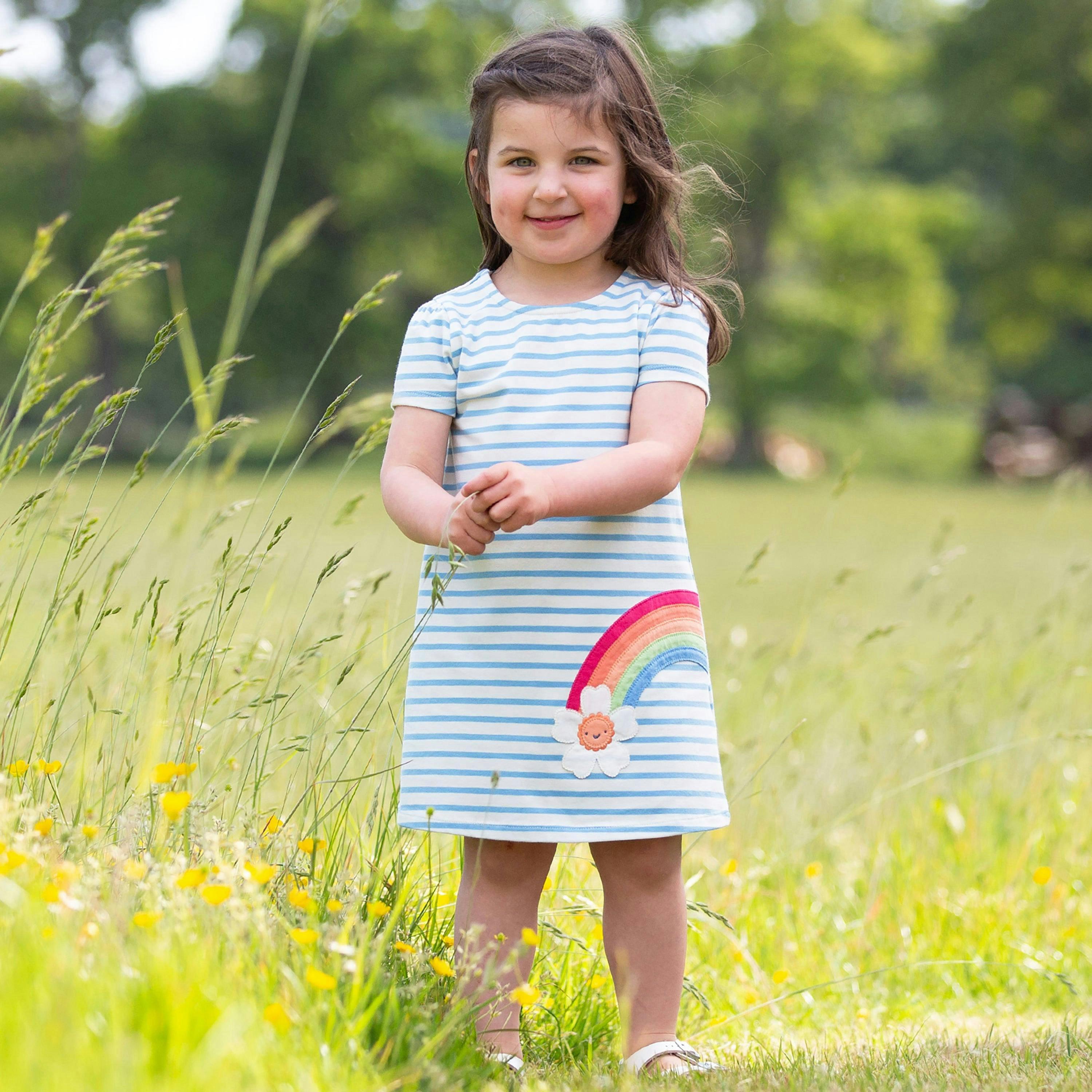 Kids Organic Rainbow Flower Dress , view 2 of 3