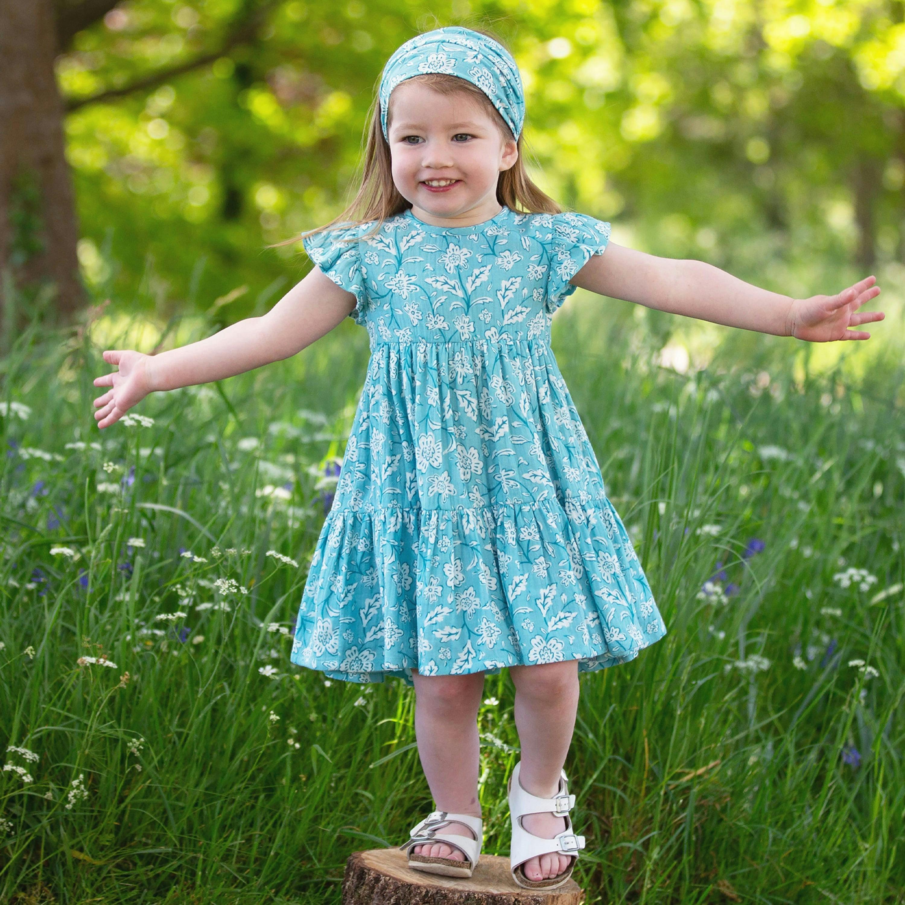 Kids Organic Ocean Bloom Dress , view 2 of 5
