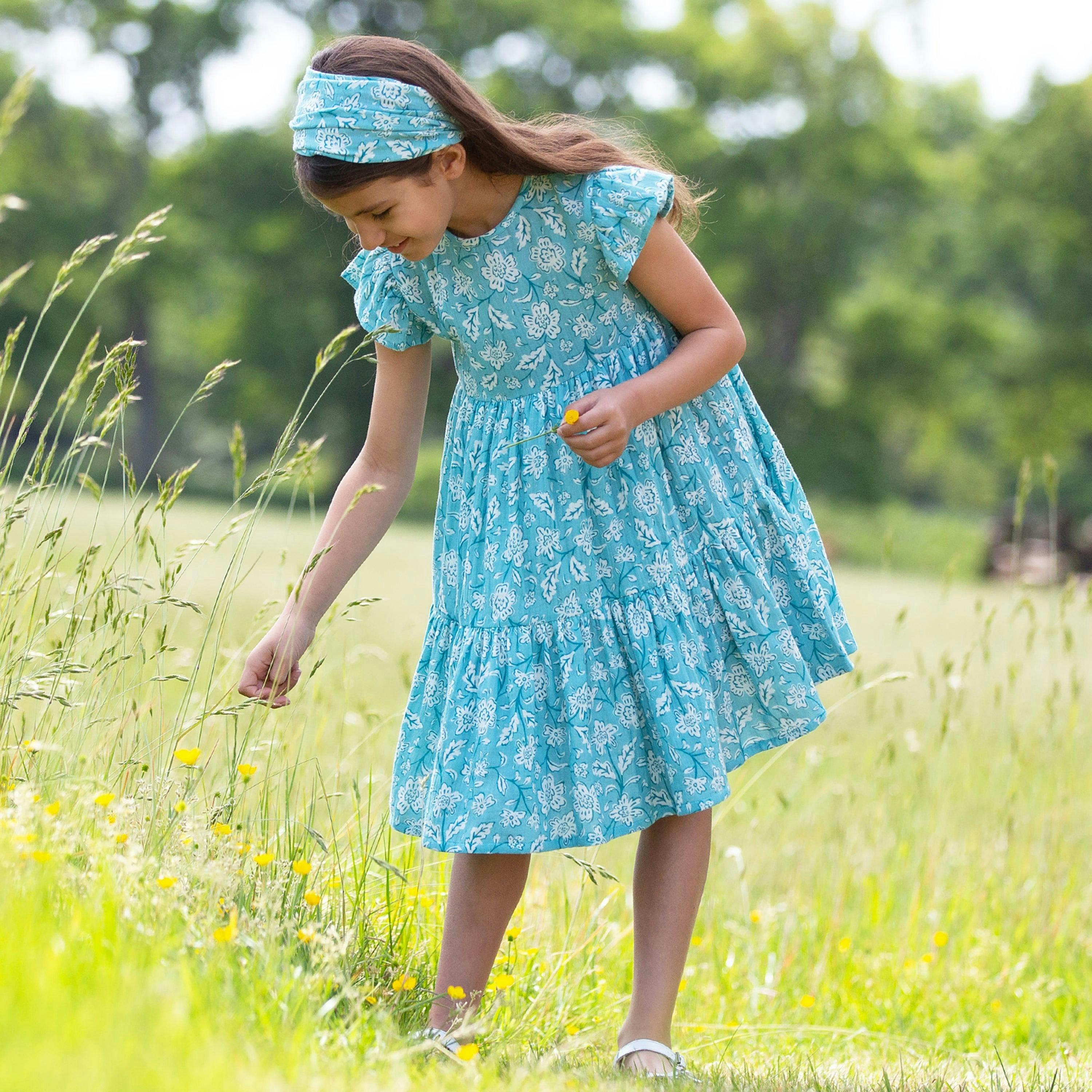 Kids Organic Ocean Bloom Dress , view 3 of 5