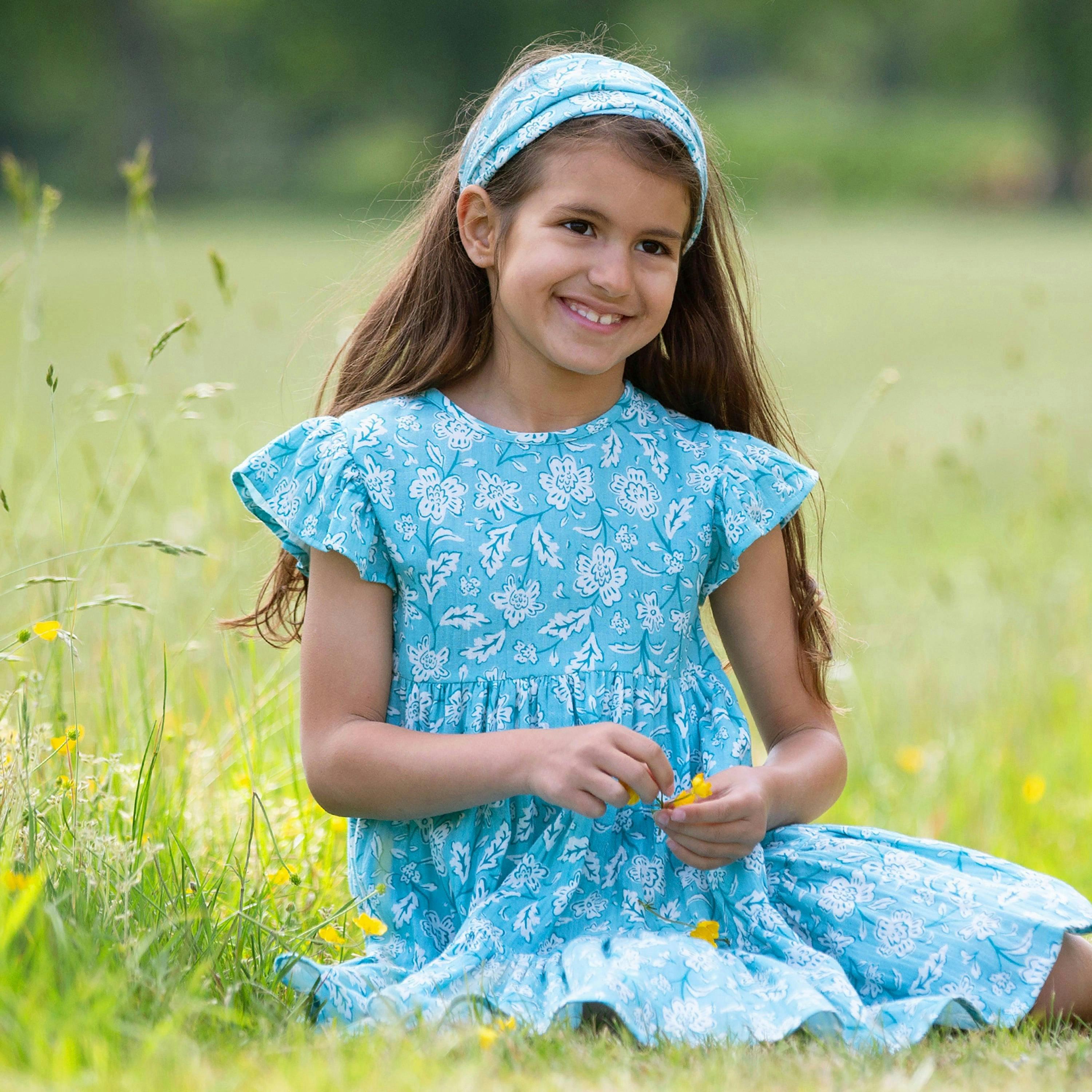Kids Organic Ocean Bloom Dress , view 4 of 5