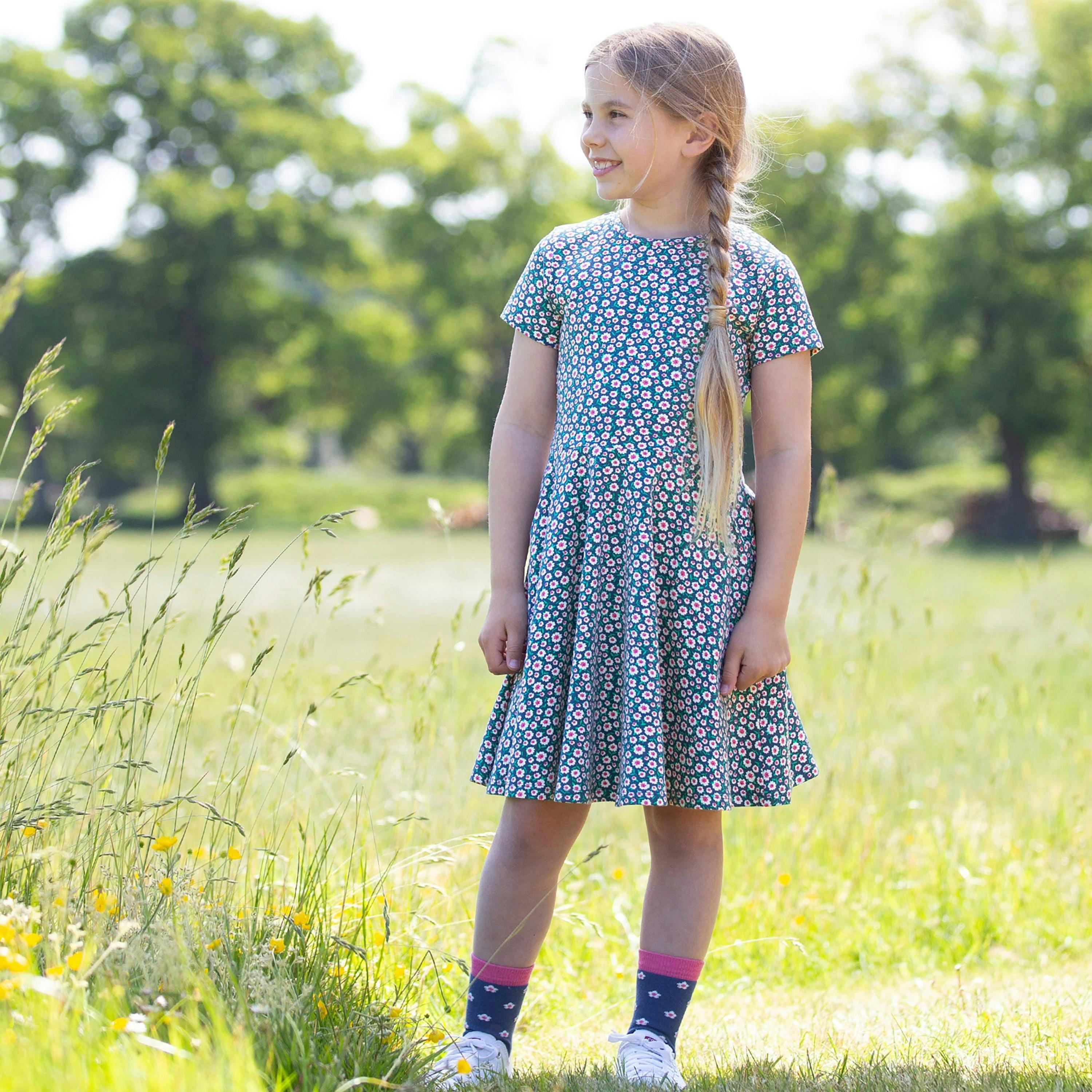 Kids Organic Little Blossom Skater Dress , view 2 of 3