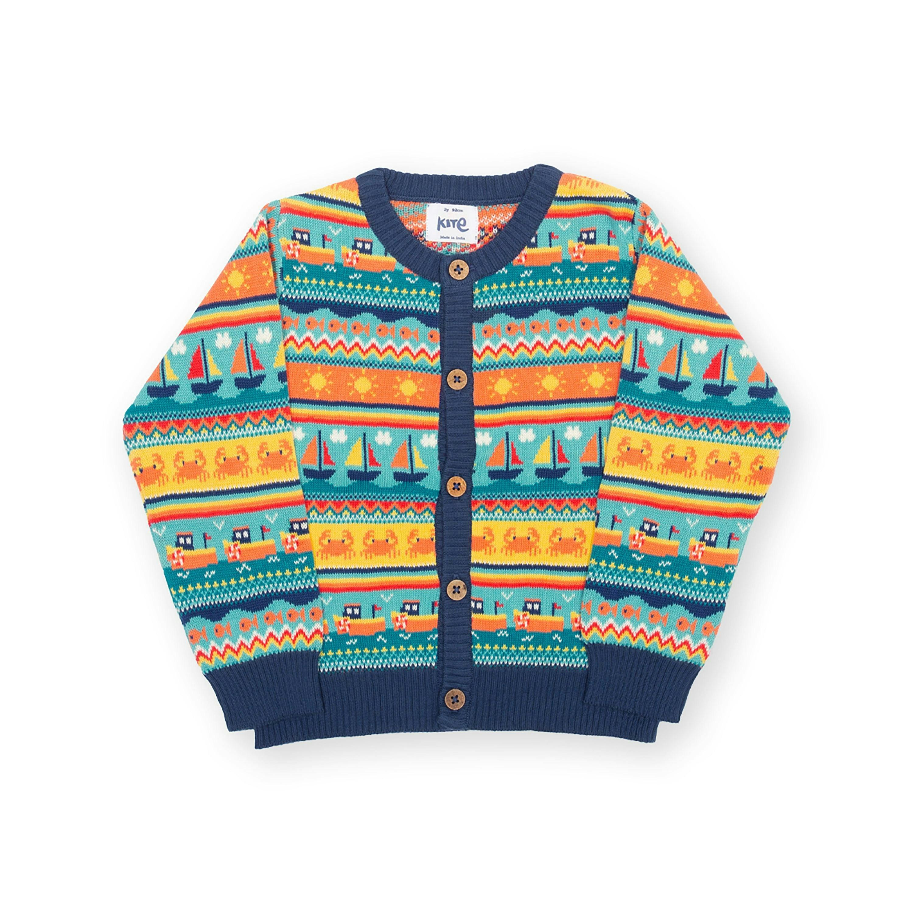 Kids Kaleidoscope Coastal Organic Cardi , view 1 of 3