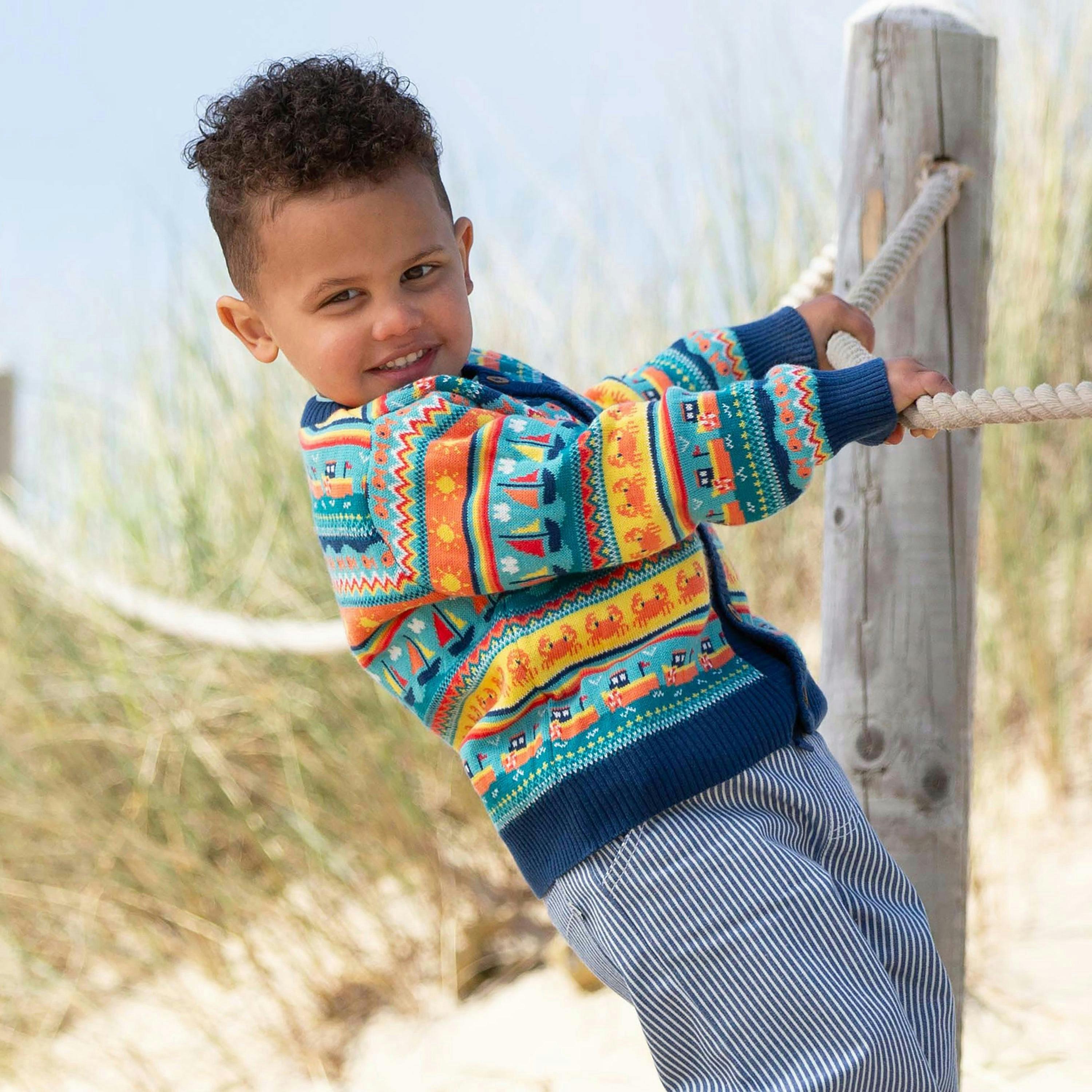 Kids Organic Kaleidoscope Coastal Cardi , view 2 of 5