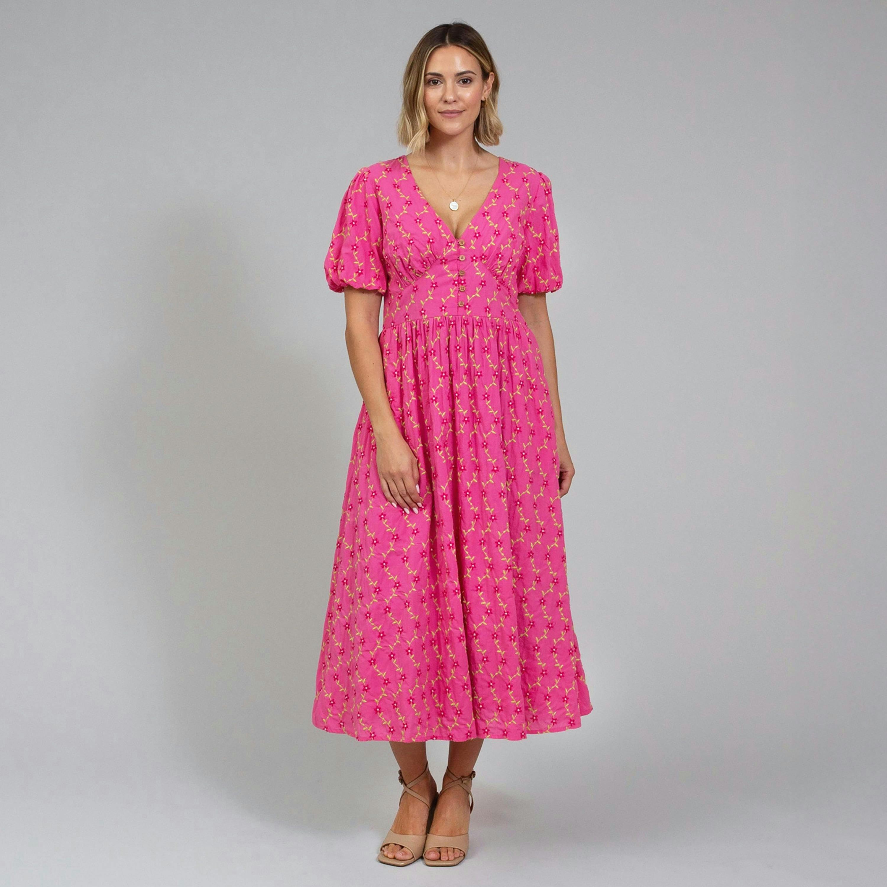 Organic Lydlinch Embroidered Dress Fleur De Vigne , view 1 of 3