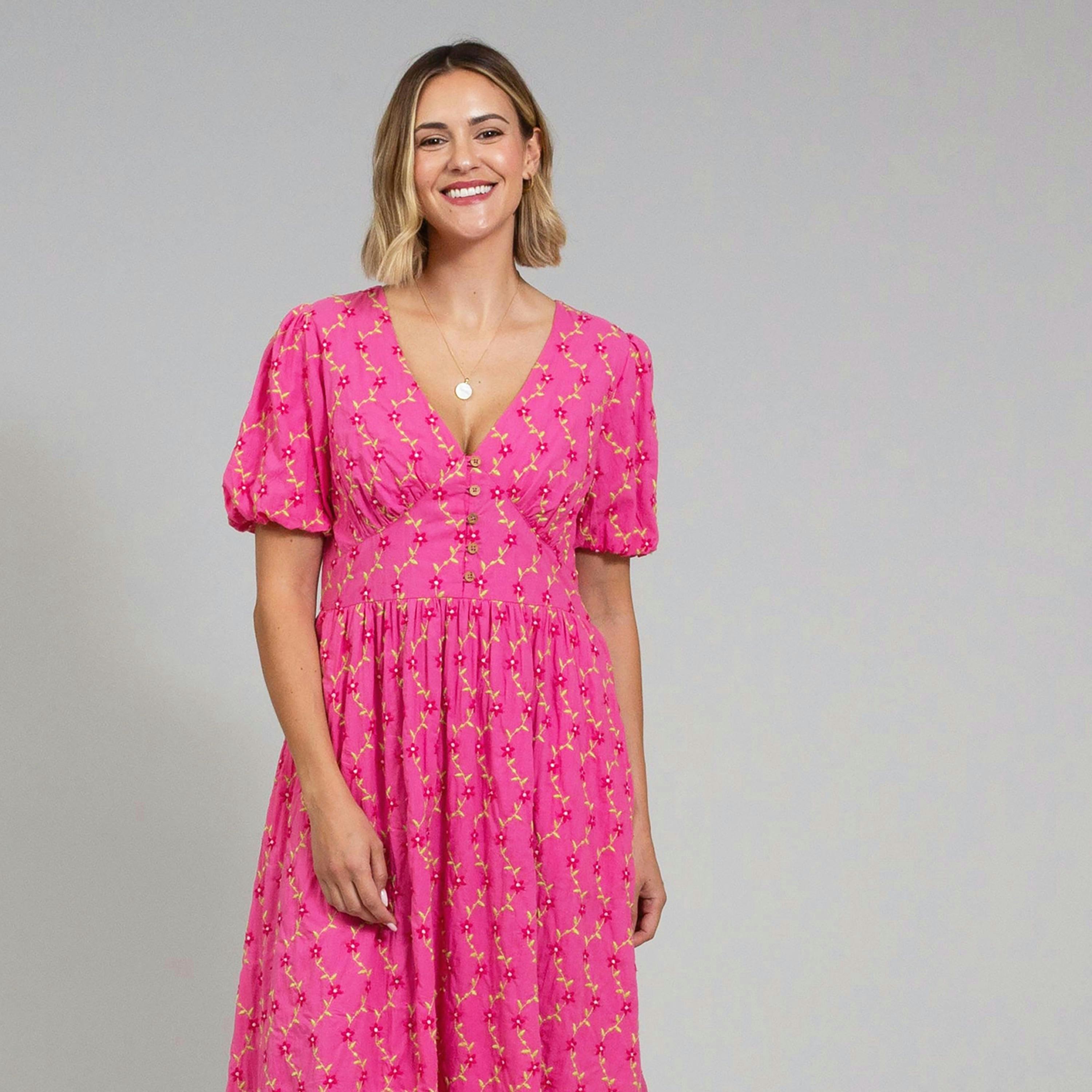 Organic Lydlinch Embroidered Dress Fleur De Vigne , view 3 of 6