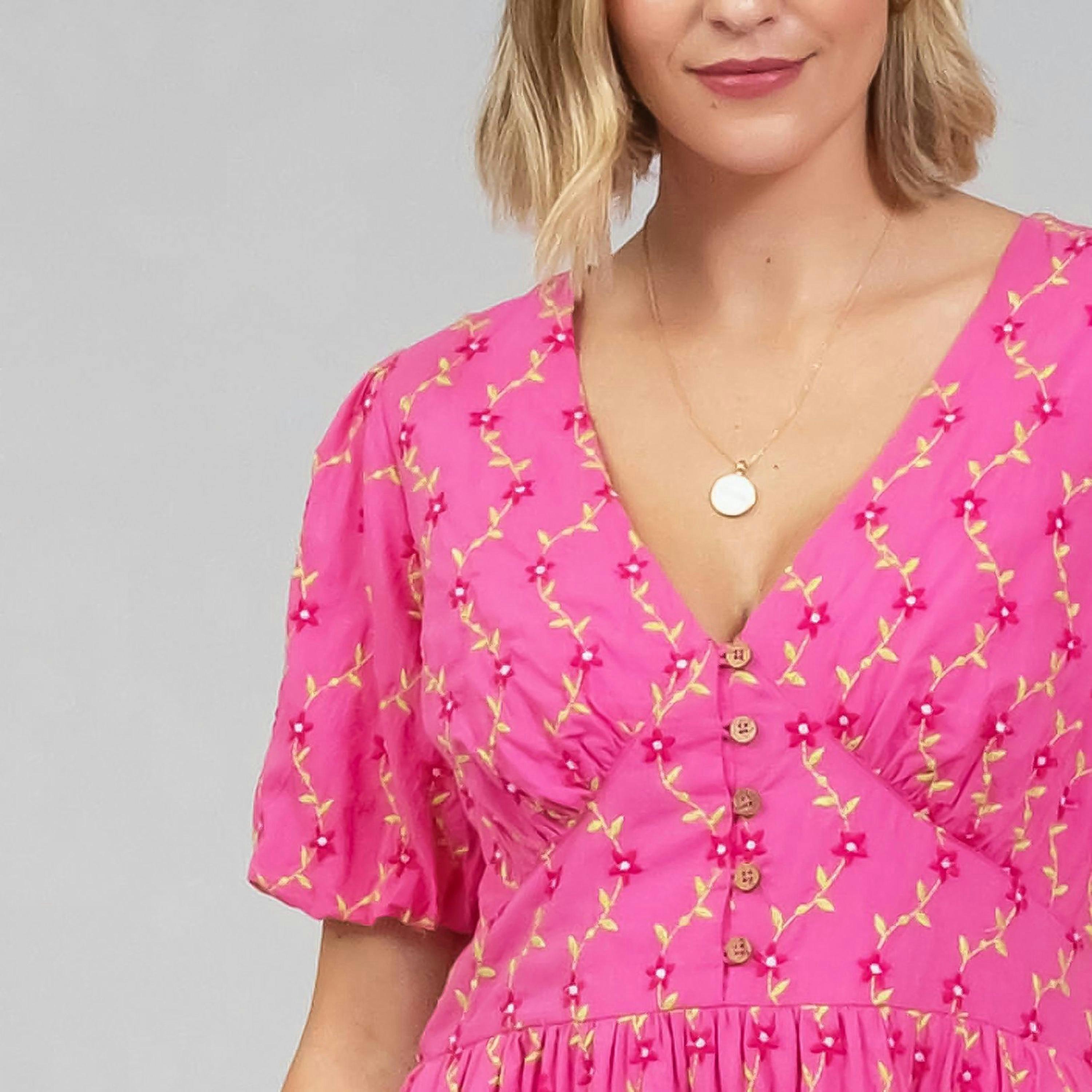 Organic Lydlinch Embroidered Dress Fleur De Vigne , view 5 of 6