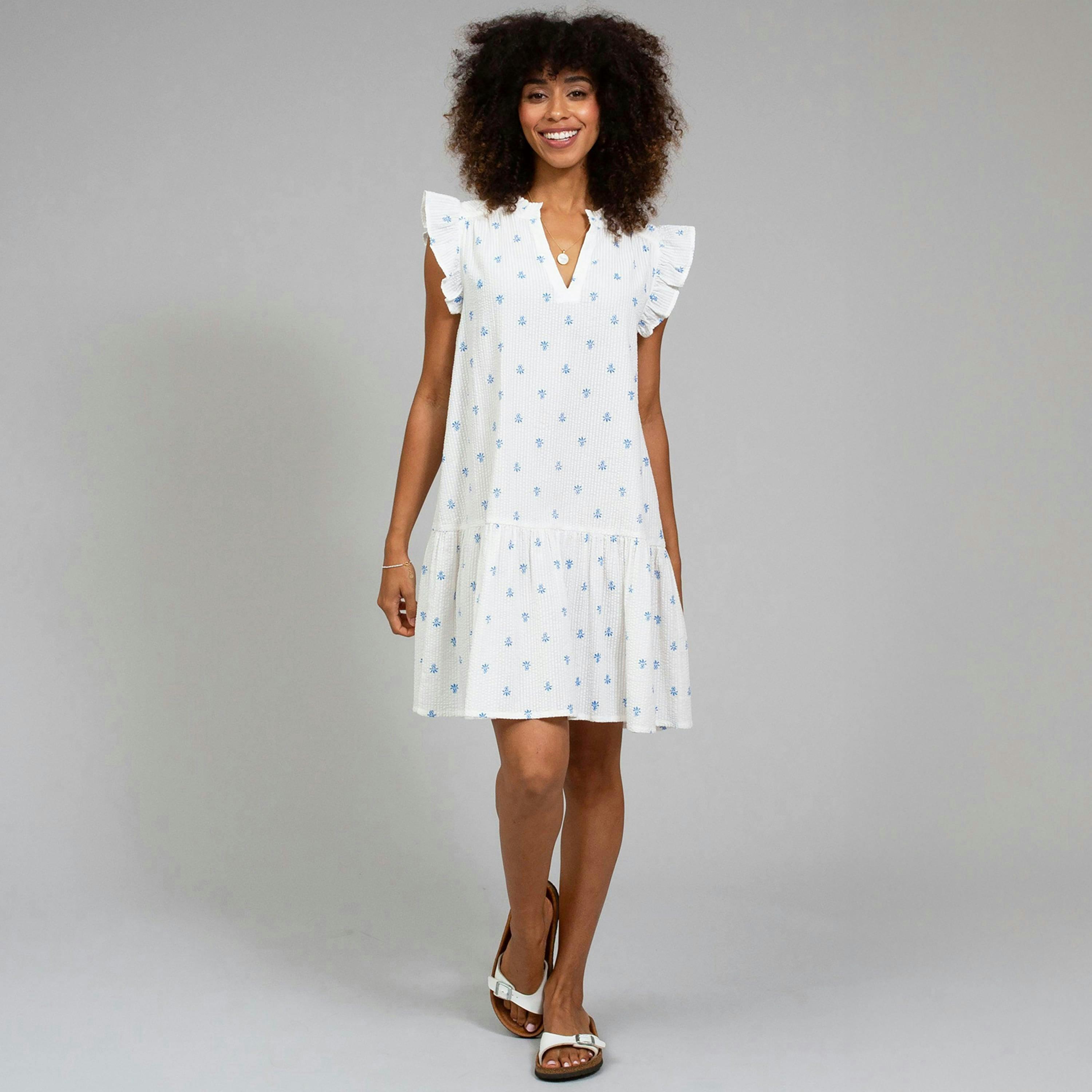 Organic Broadwey Seersucker Dress Pineapple Polka , view 1 of 3