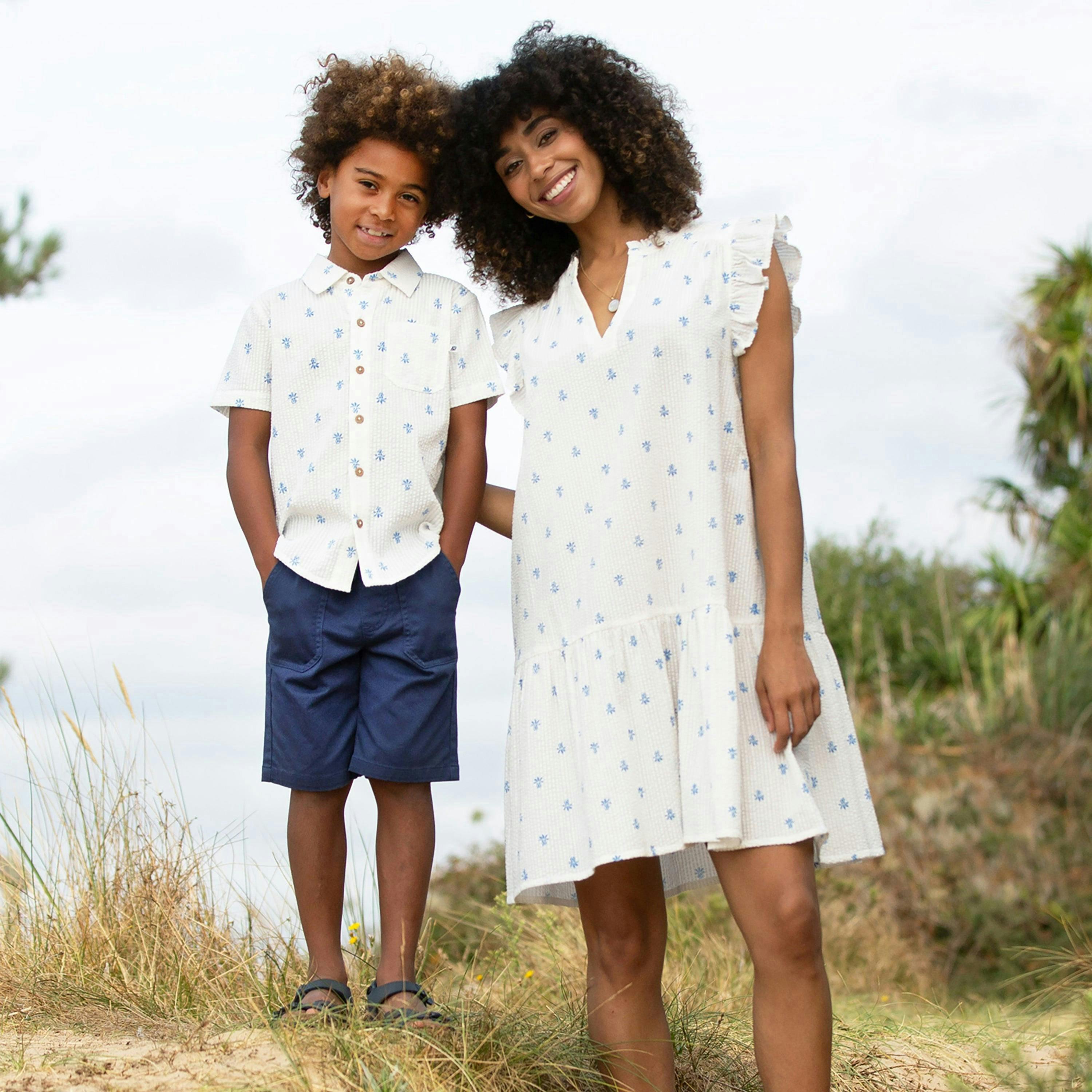 Organic Broadwey Seersucker Dress Pineapple Polka , view 4 of 5