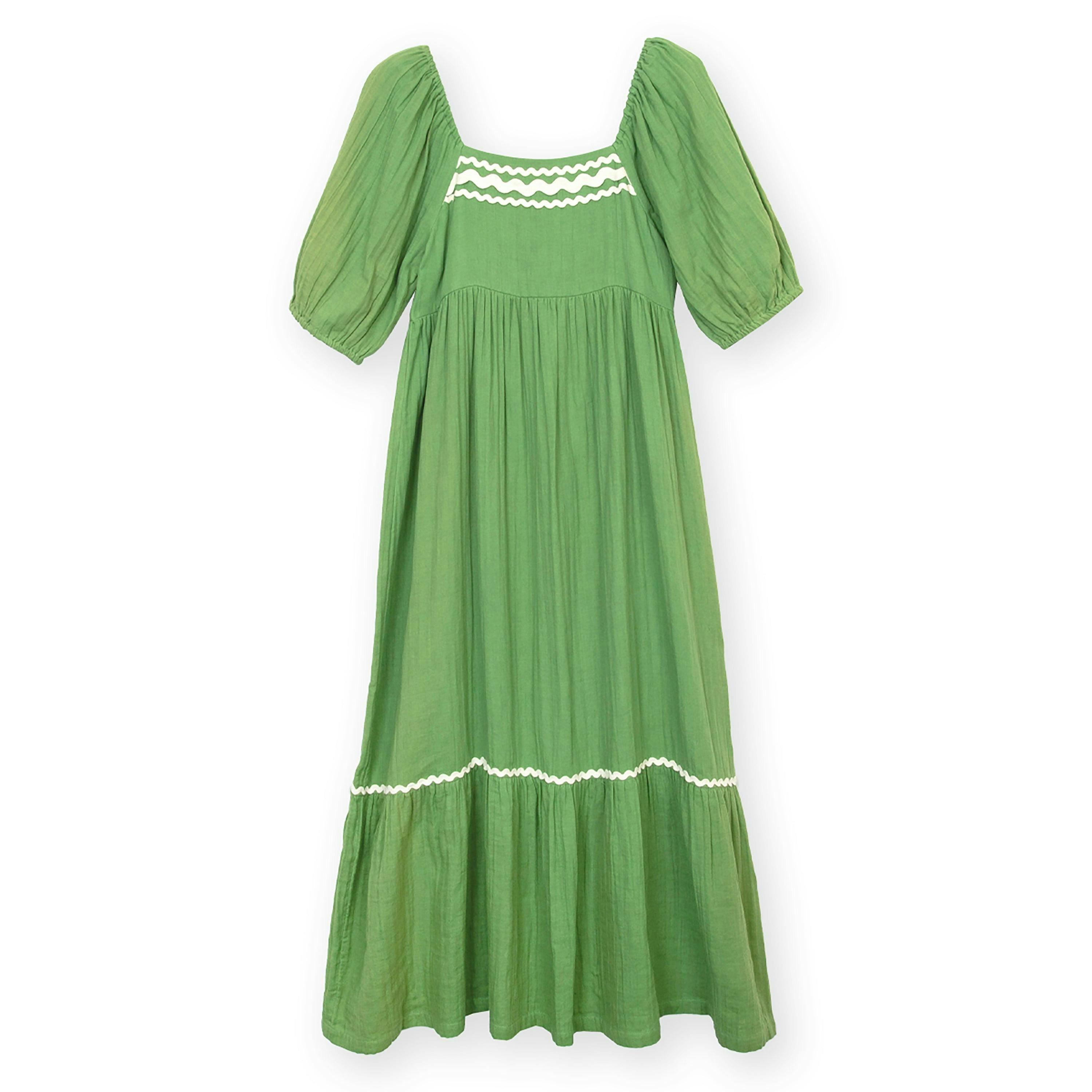 Organic Cattistock Ric Rac Muslin Dress Ivy , view 2 of 4
