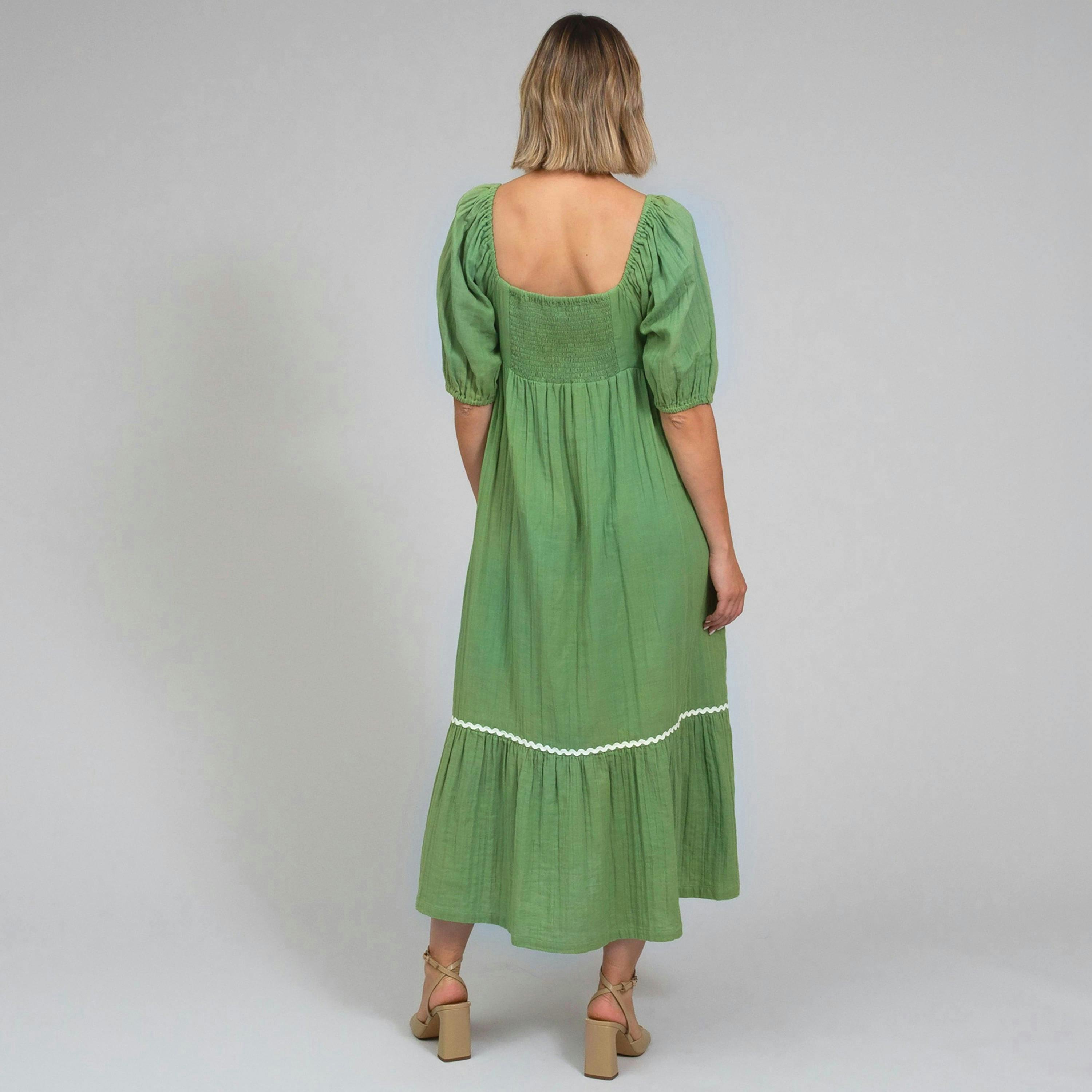Organic Cattistock Ric Rac Muslin Dress Ivy , view 4 of 4