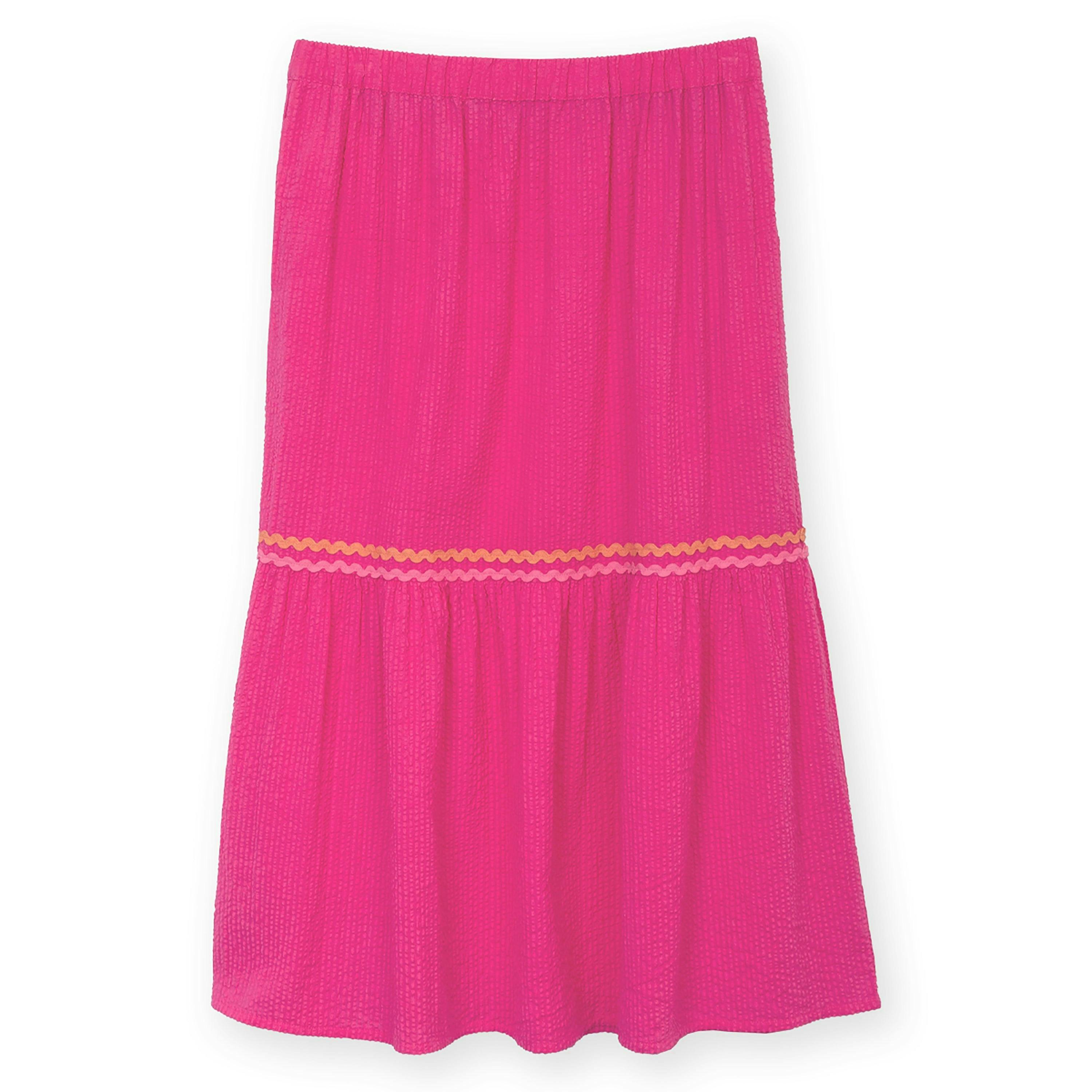 Organic Chickerell Seersucker Skirt Beetroot , view 2 of 4