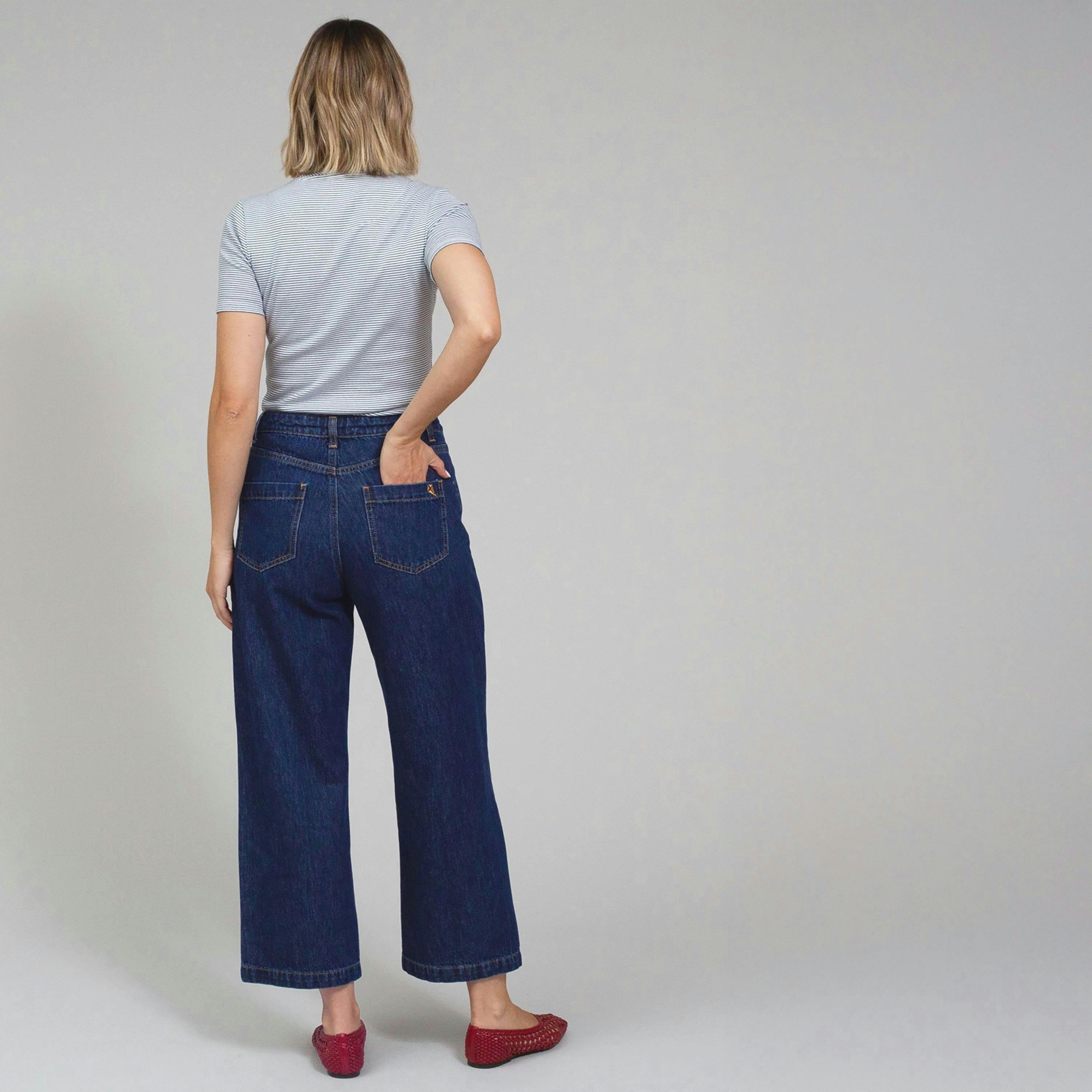 Organic Wareham Wide Leg Ankle Grazer Jeans Rinse Wash , view 4 of 4