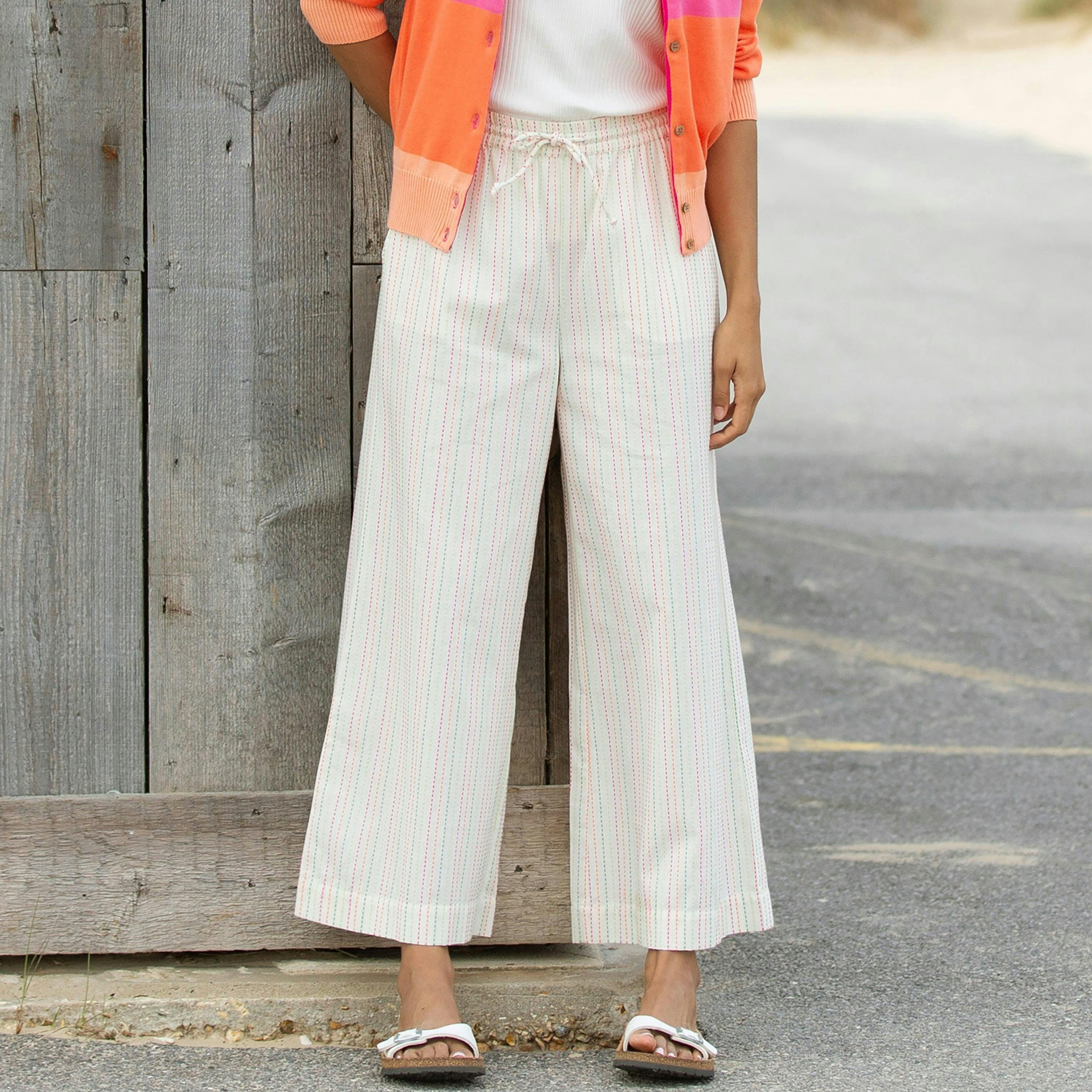Organic Gillingham Wide Leg Woven Trousers Special Stripe , view 3 of 5
