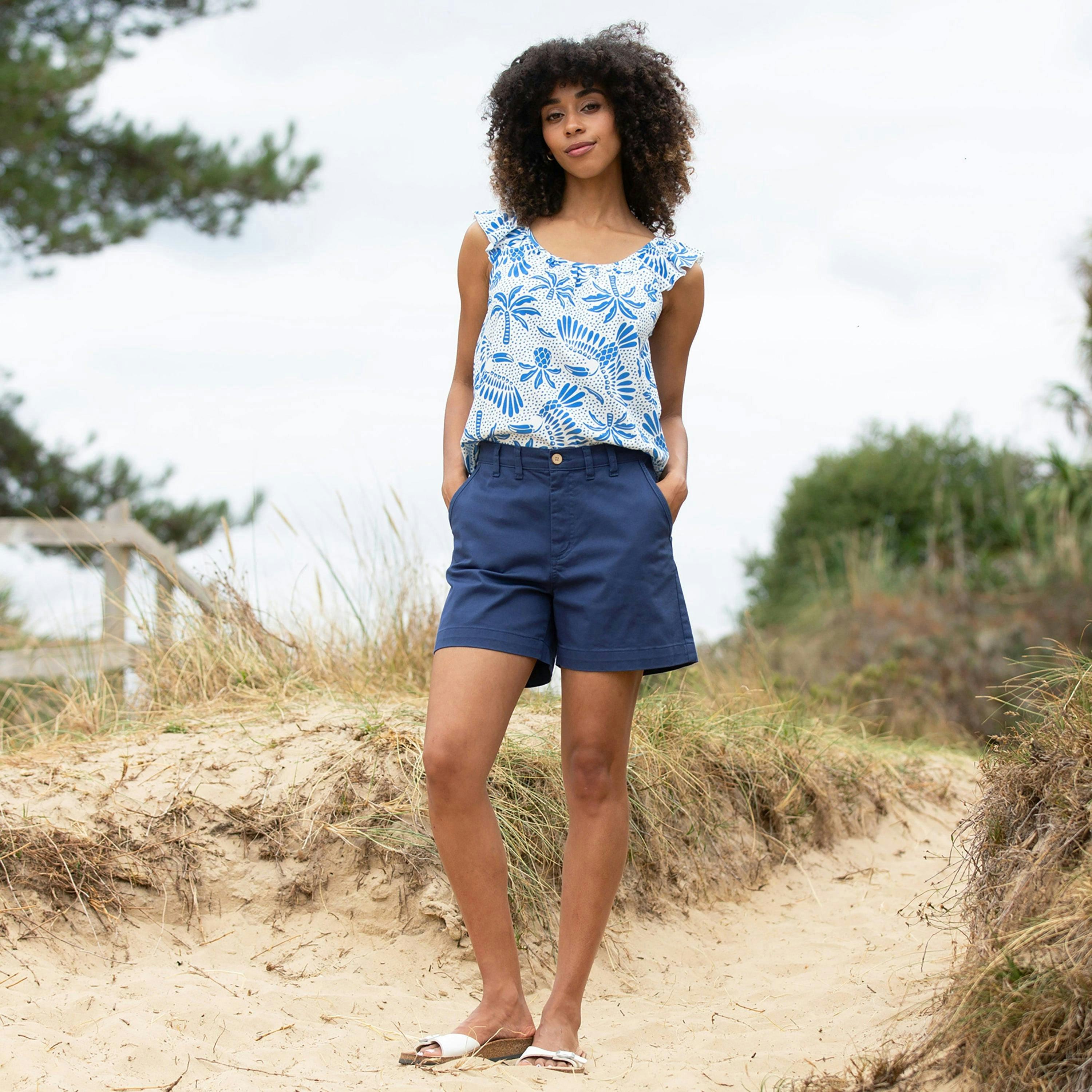 Organic Kimmeridge Twill Chino Shorts Midnight , view 1 of 3