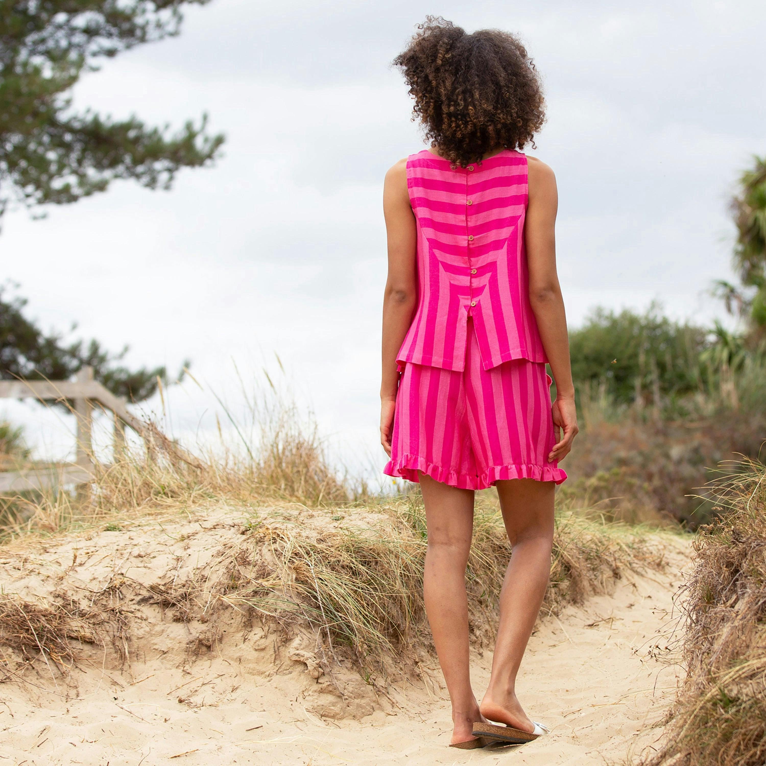 Silton Woven Culottes Azalea Stripe , view 4 of 4