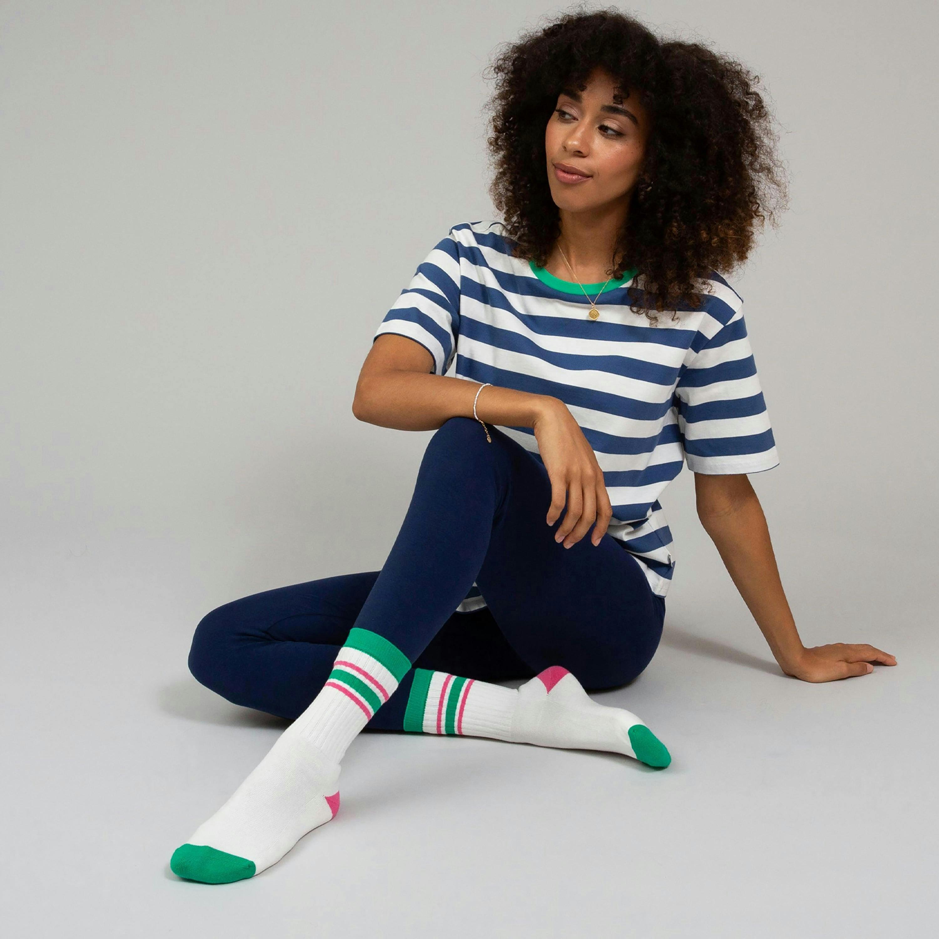 Organic Stripy Sports Socks , view 1 of 3