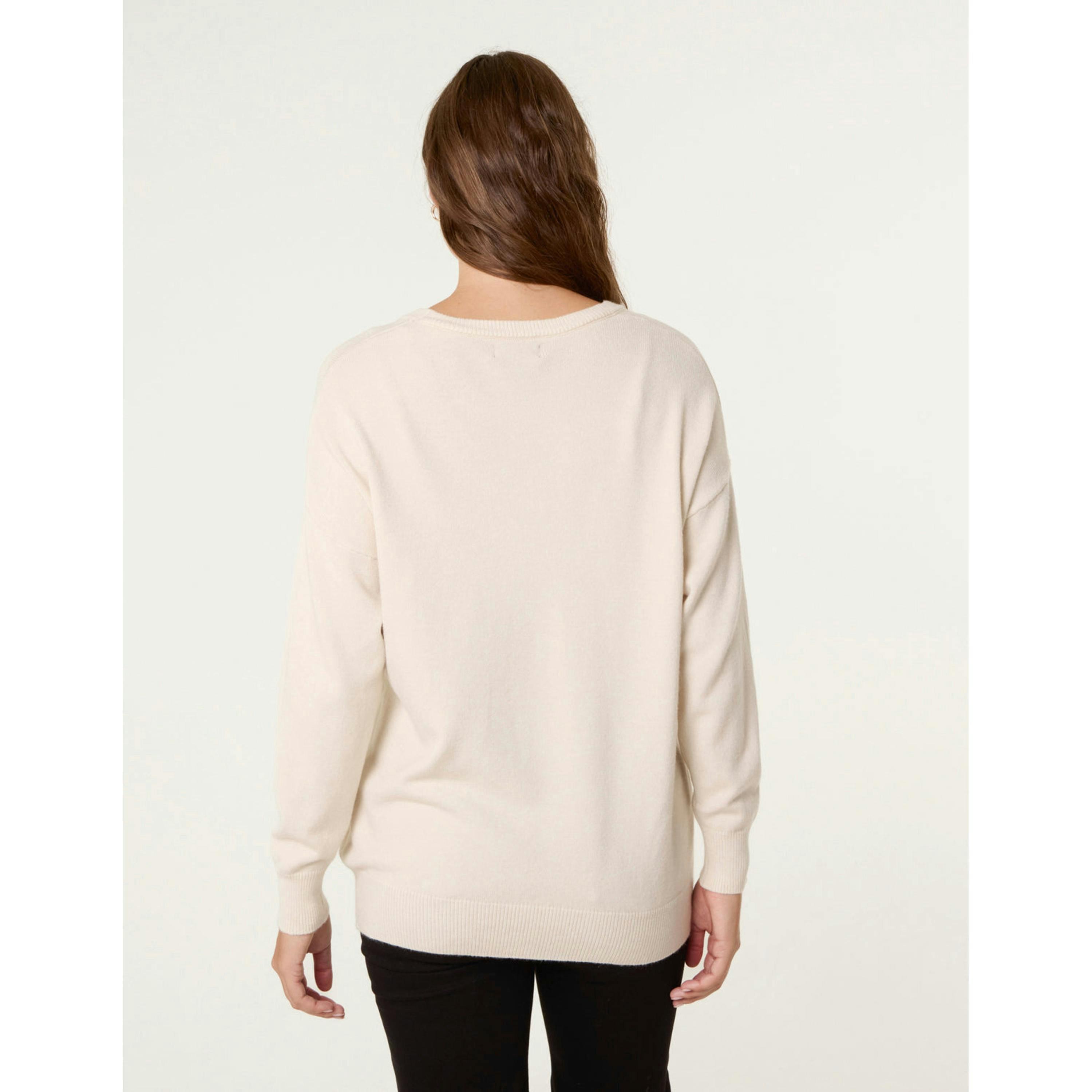 Blue Vanilla Round Neck Jumper  in Stone , view 2 of 4