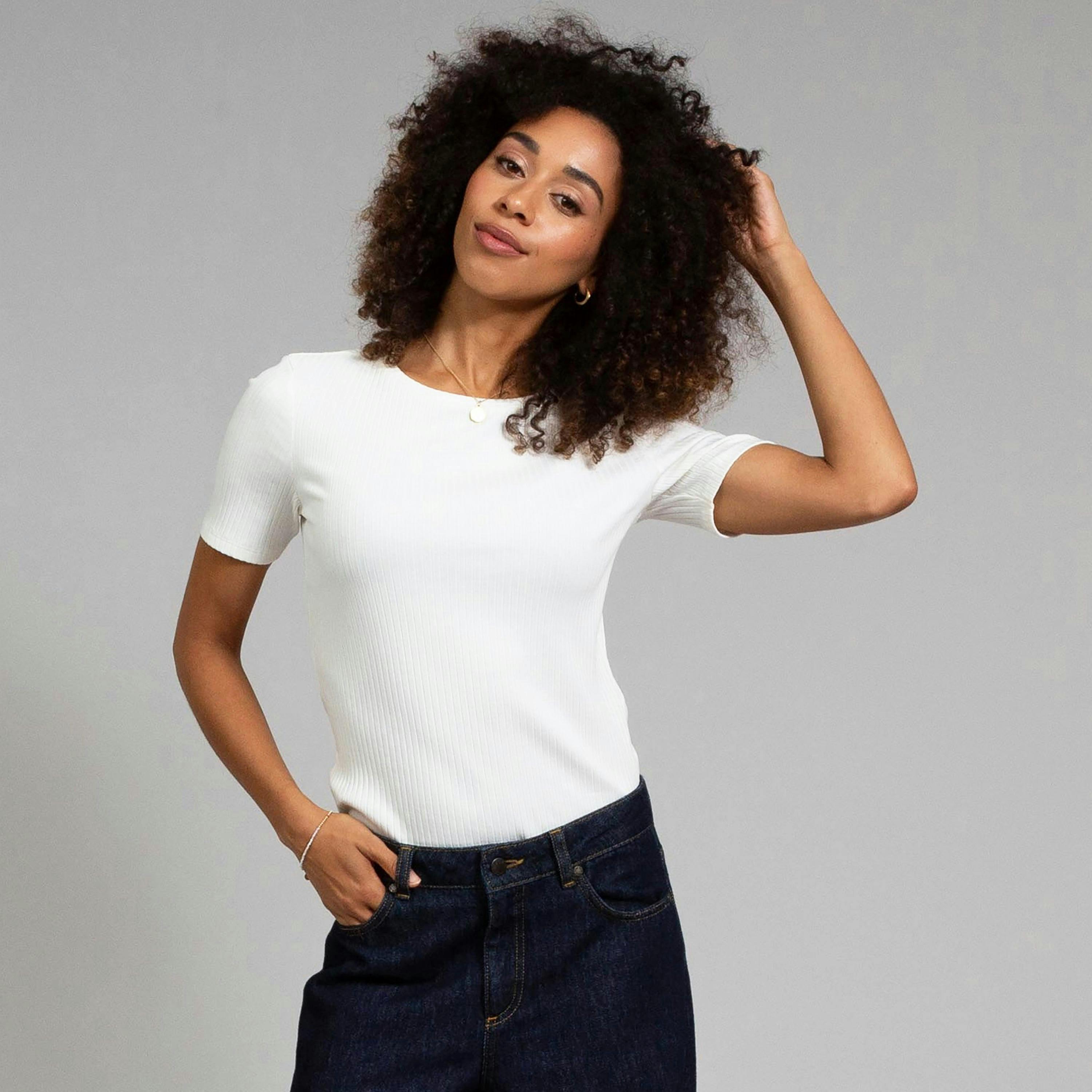 Portesham Organic Ribbed T-Shirt Off-White , view 1 of 3