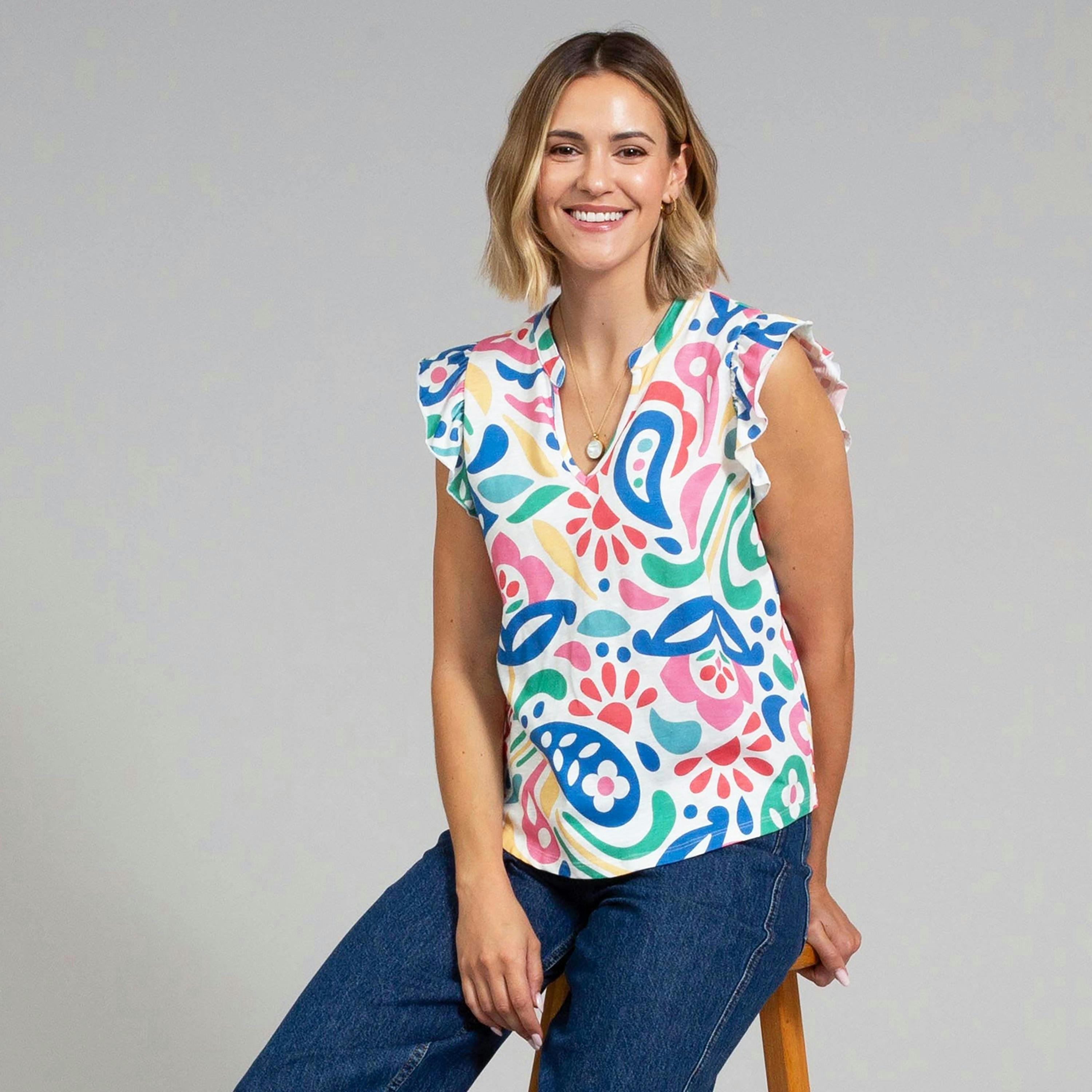 Bramblecombe Organic Slub Jersey Top Paisley Power , view 1 of 3