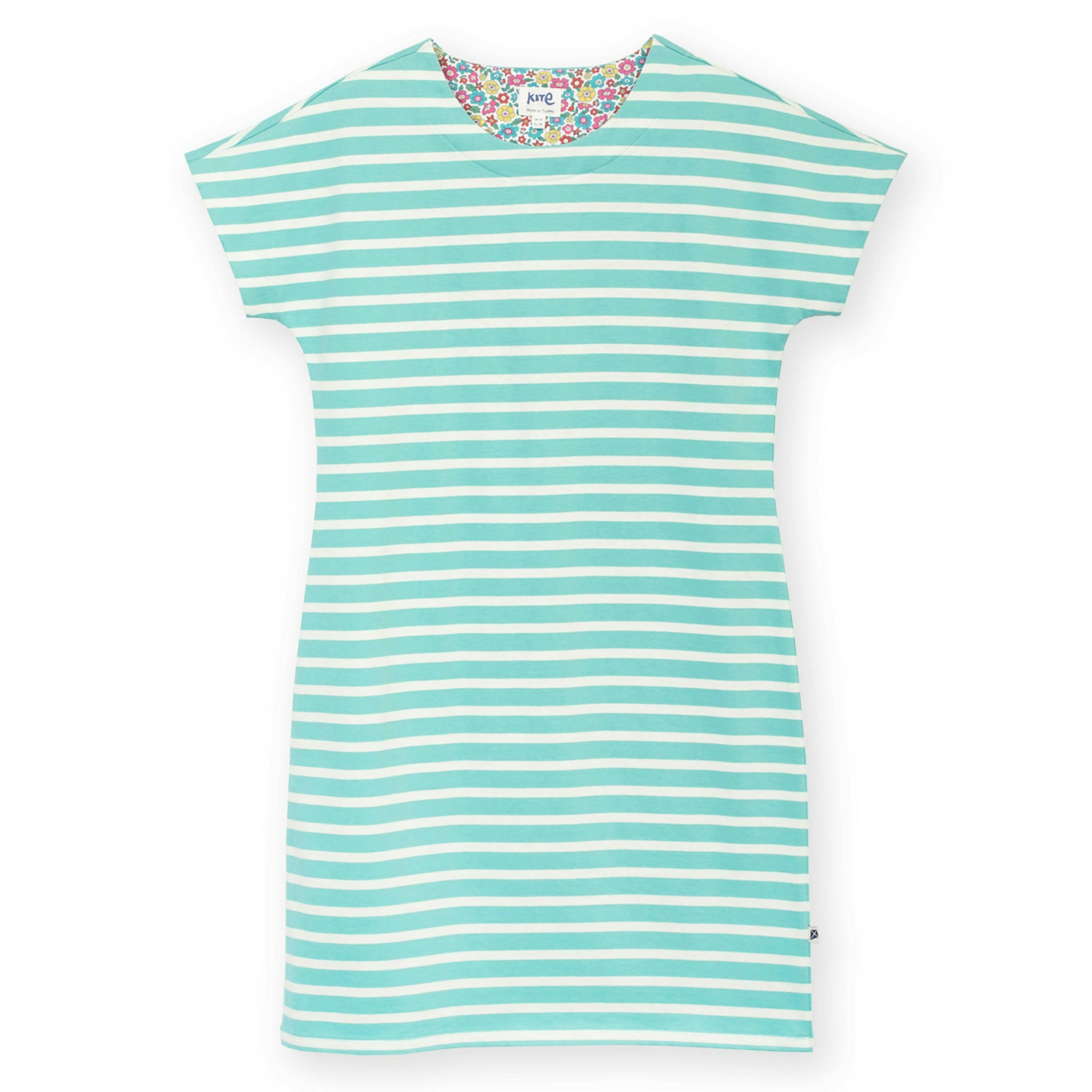 Organic Alum Jersey Dress Lagoon Stripe , view 2 of 4