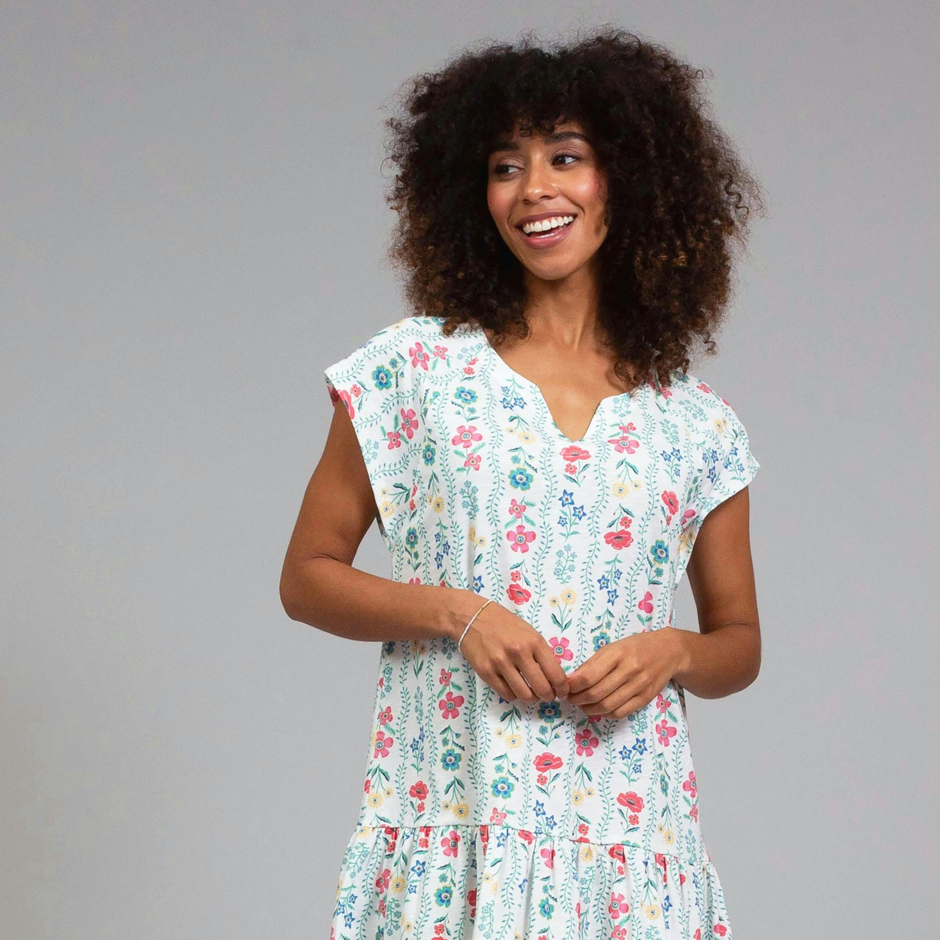 Organic Bookham Slub Jersey Dress Flower Press , view 3 of 5