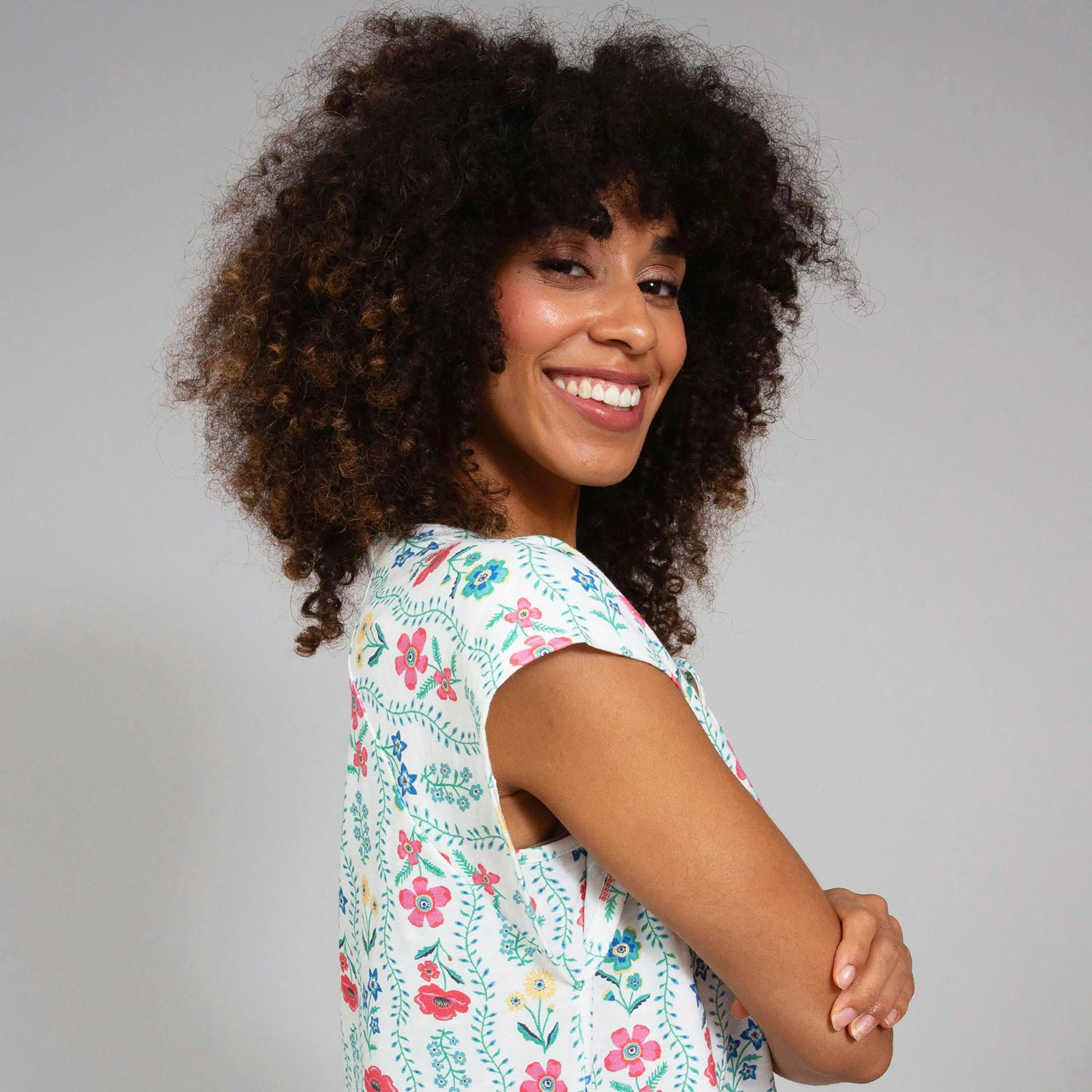 Organic Bookham Slub Jersey Dress Flower Press , view 4 of 5