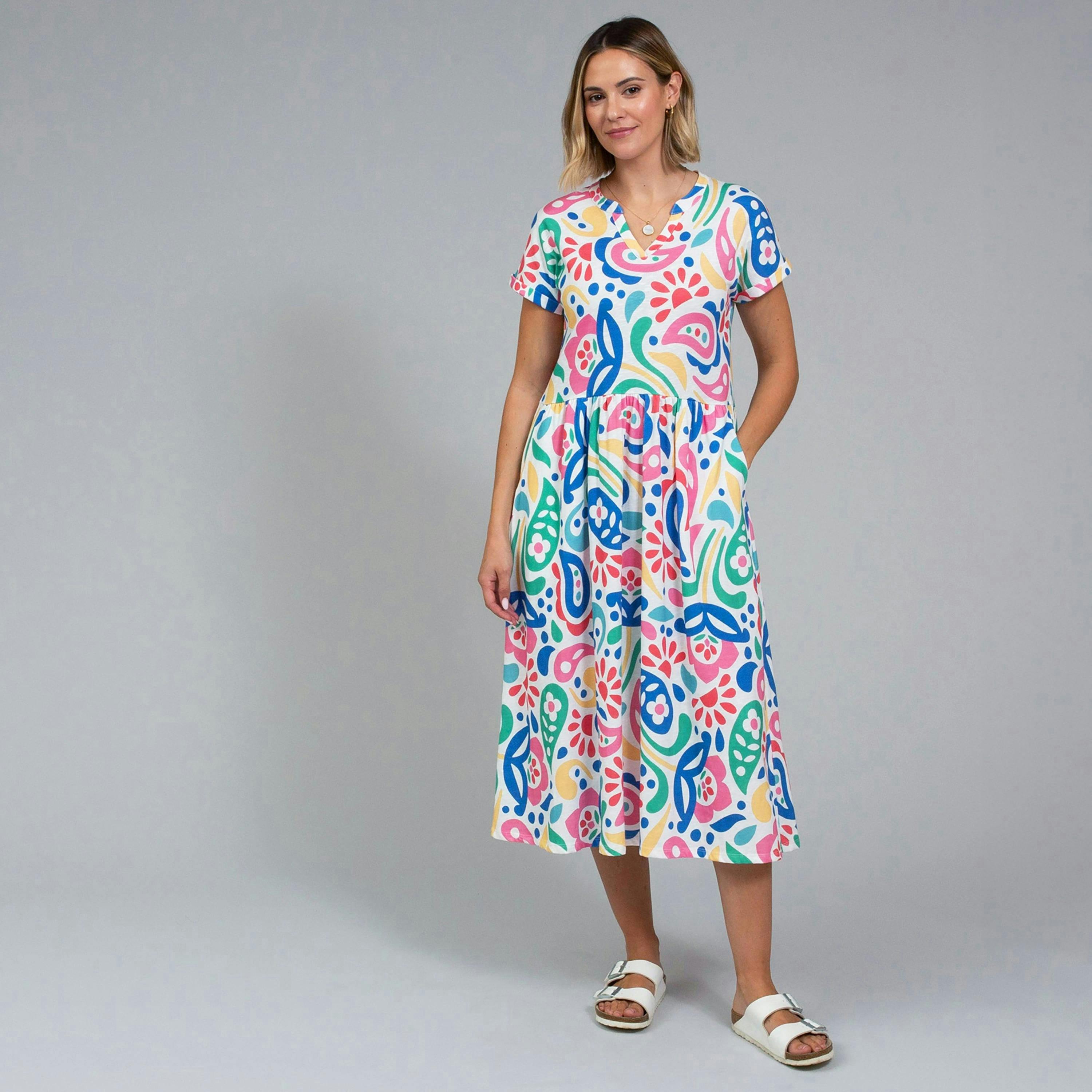 Organic Ryall Slub Jersey Dress Paisley Power , view 1 of 3