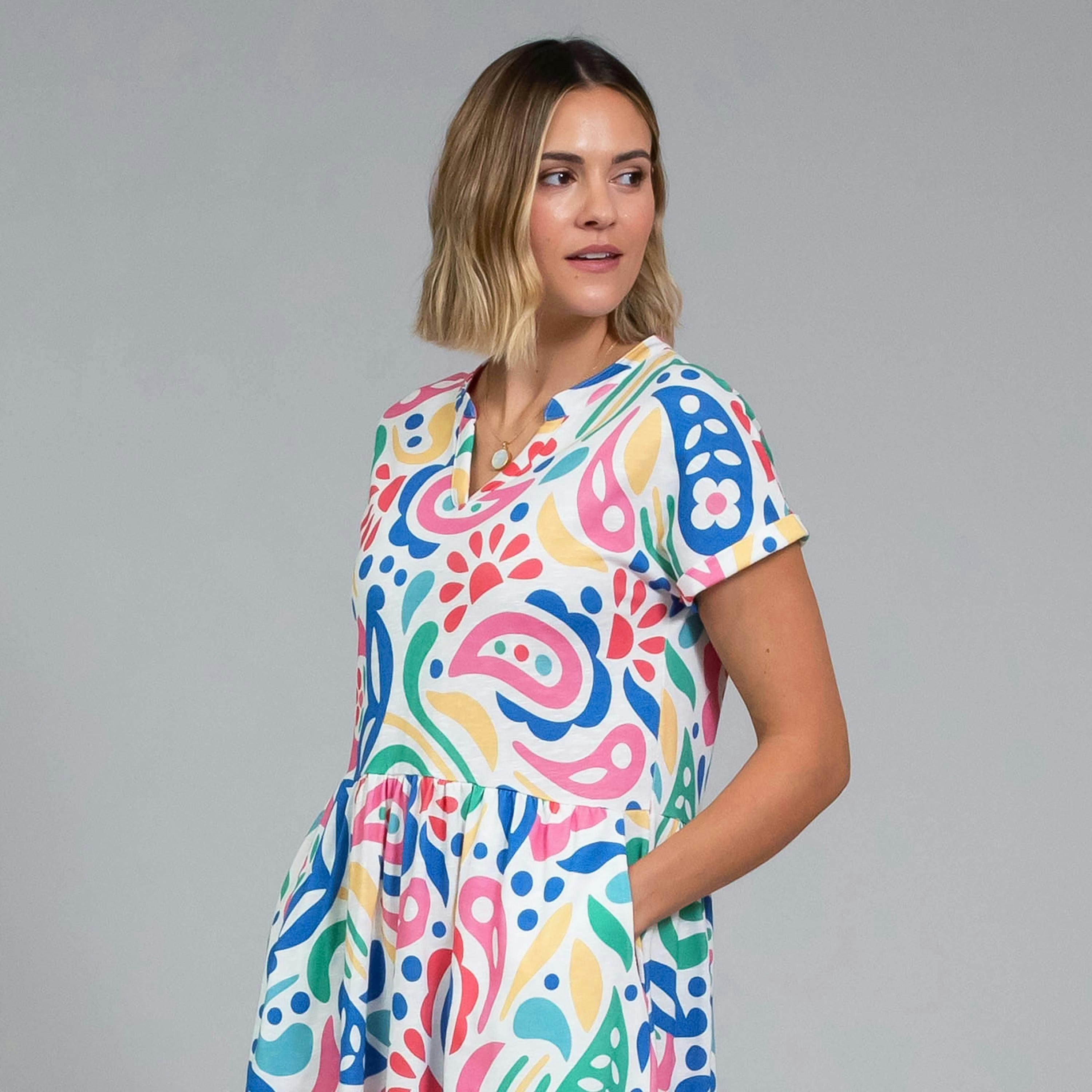 Organic Ryall Slub Jersey Dress Paisley Power , view 3 of 4