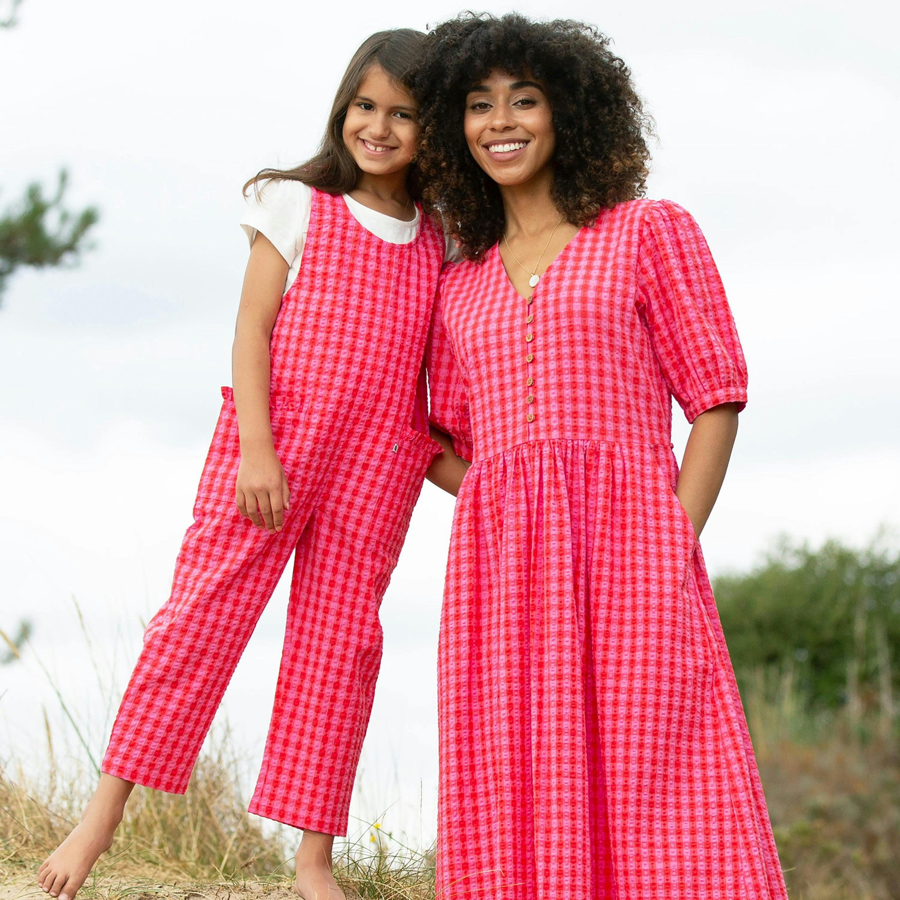 Organic Worgret Seersucker Dress Gingham , view 4 of 5
