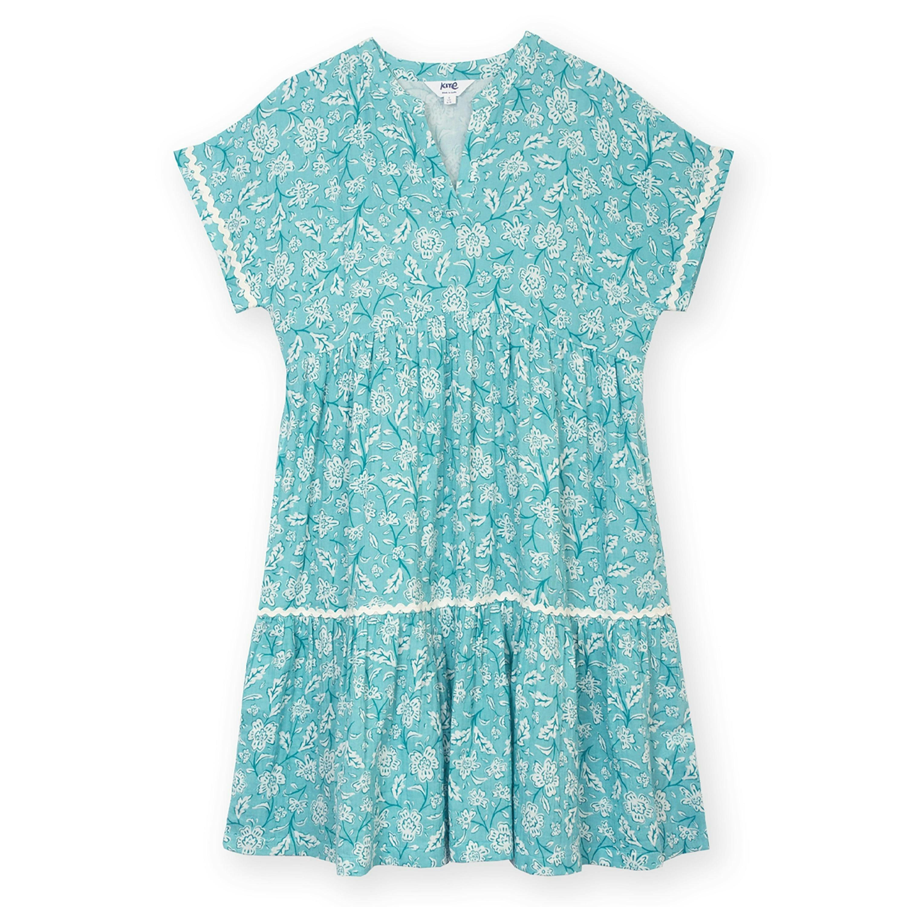 Organic Chilfrome Muslin Dress Ocean Bloom , view 2 of 5