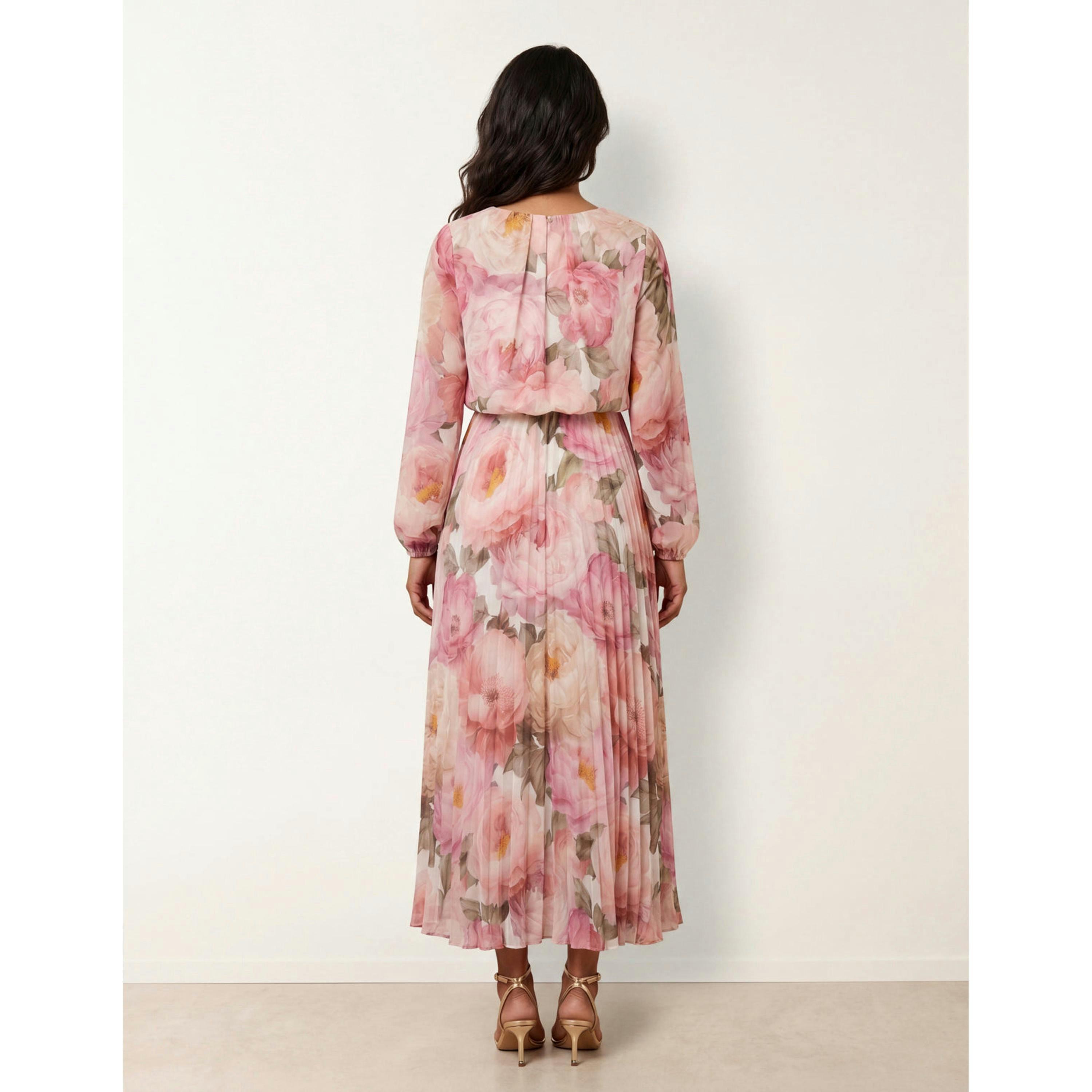 Blue Vanilla Pleated Floral Dress  in Pink , view 2 of 3