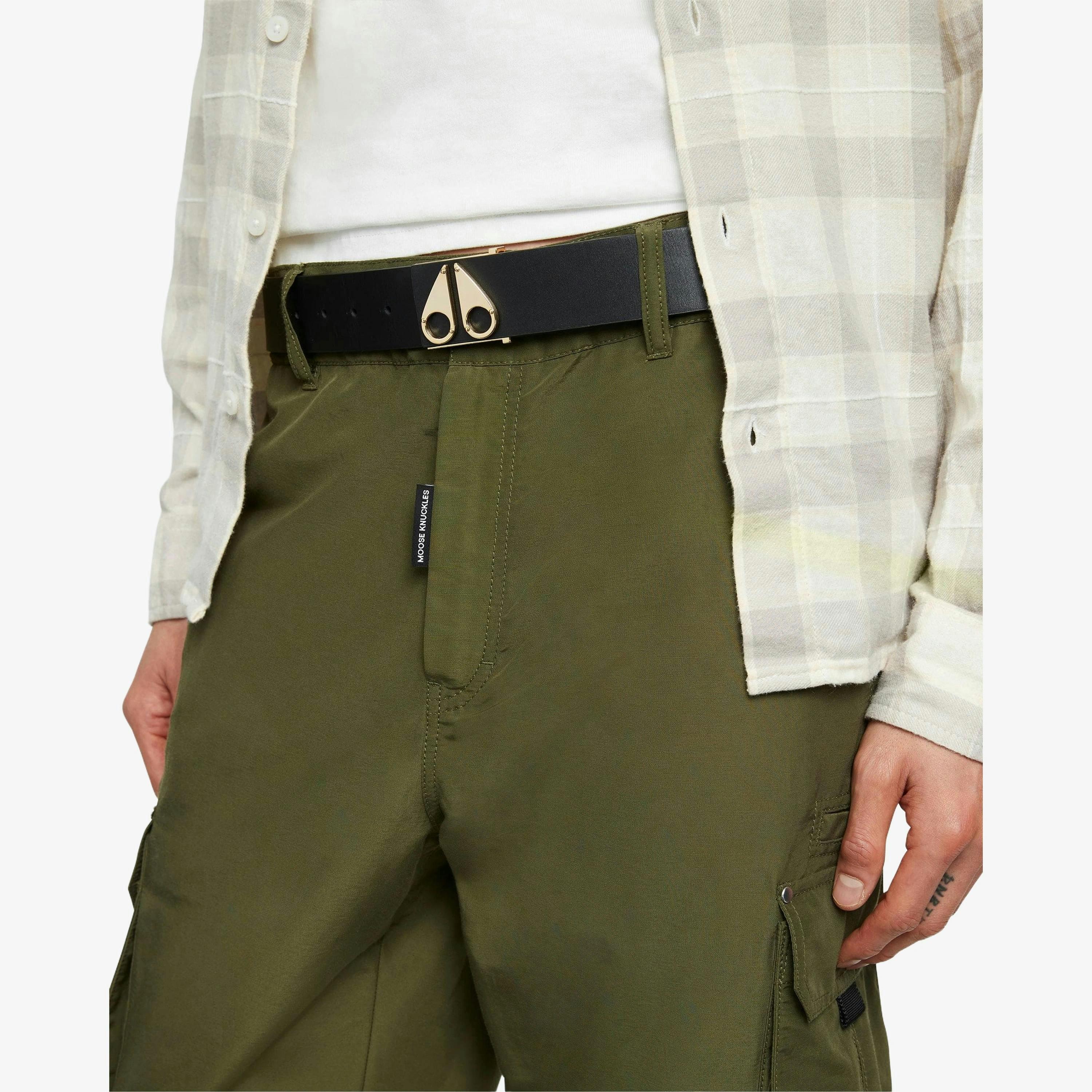 Moose Knuckles Logo Icon Belt  in Black , view 1 of 4