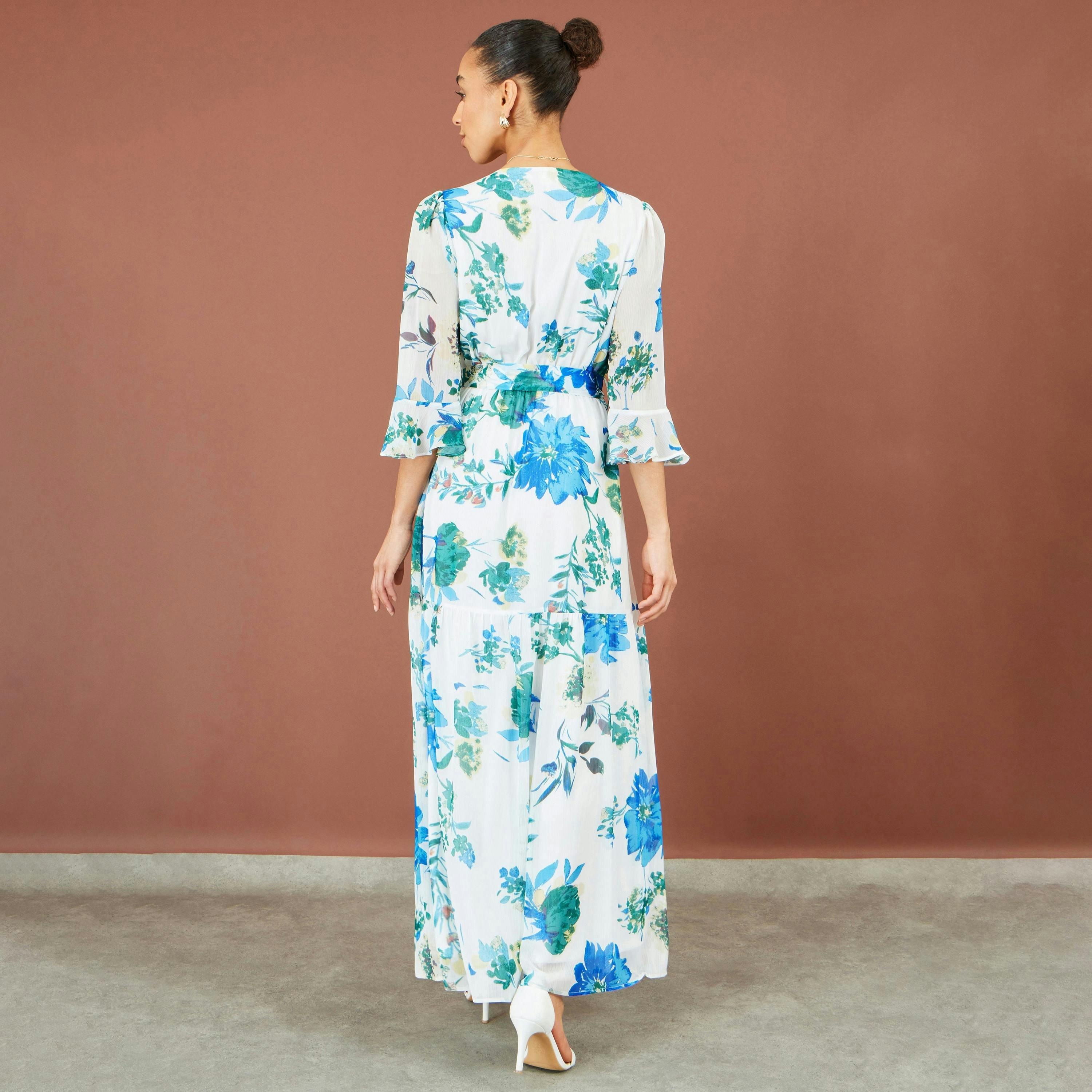 Yumi White Floral Maxi Wrap Dress , view 5 of 5