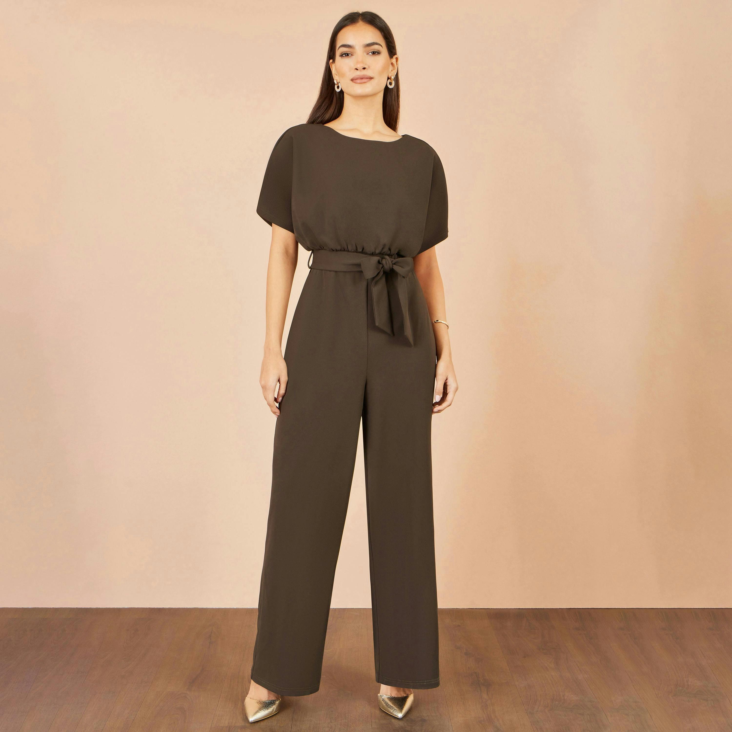 Yumi Brown Batwing Stretch Jumpsuit , view 2 of 4