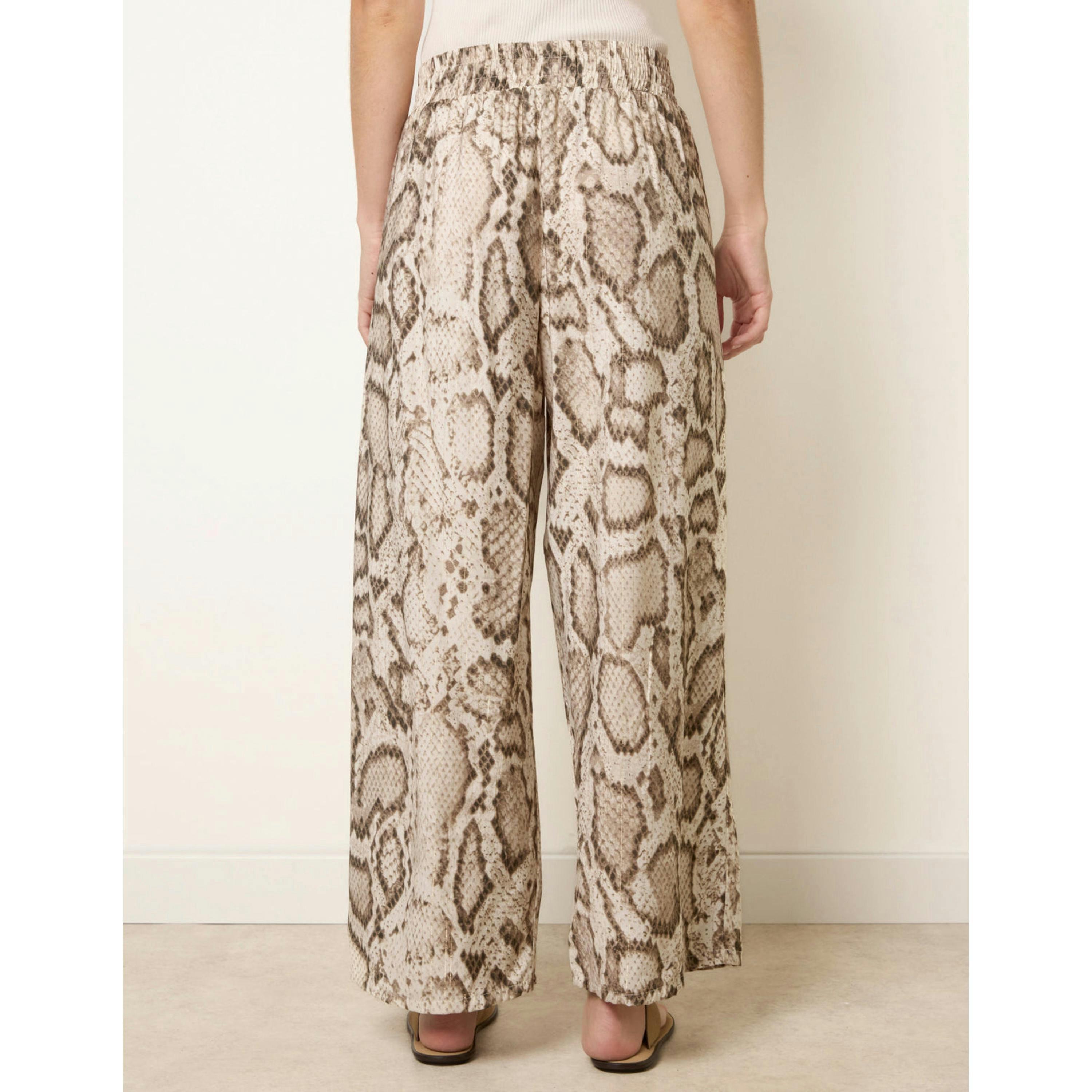 Blue Vanilla Snake Print Drawstring Wide Leg Trousers  in Beige , view 2 of 4