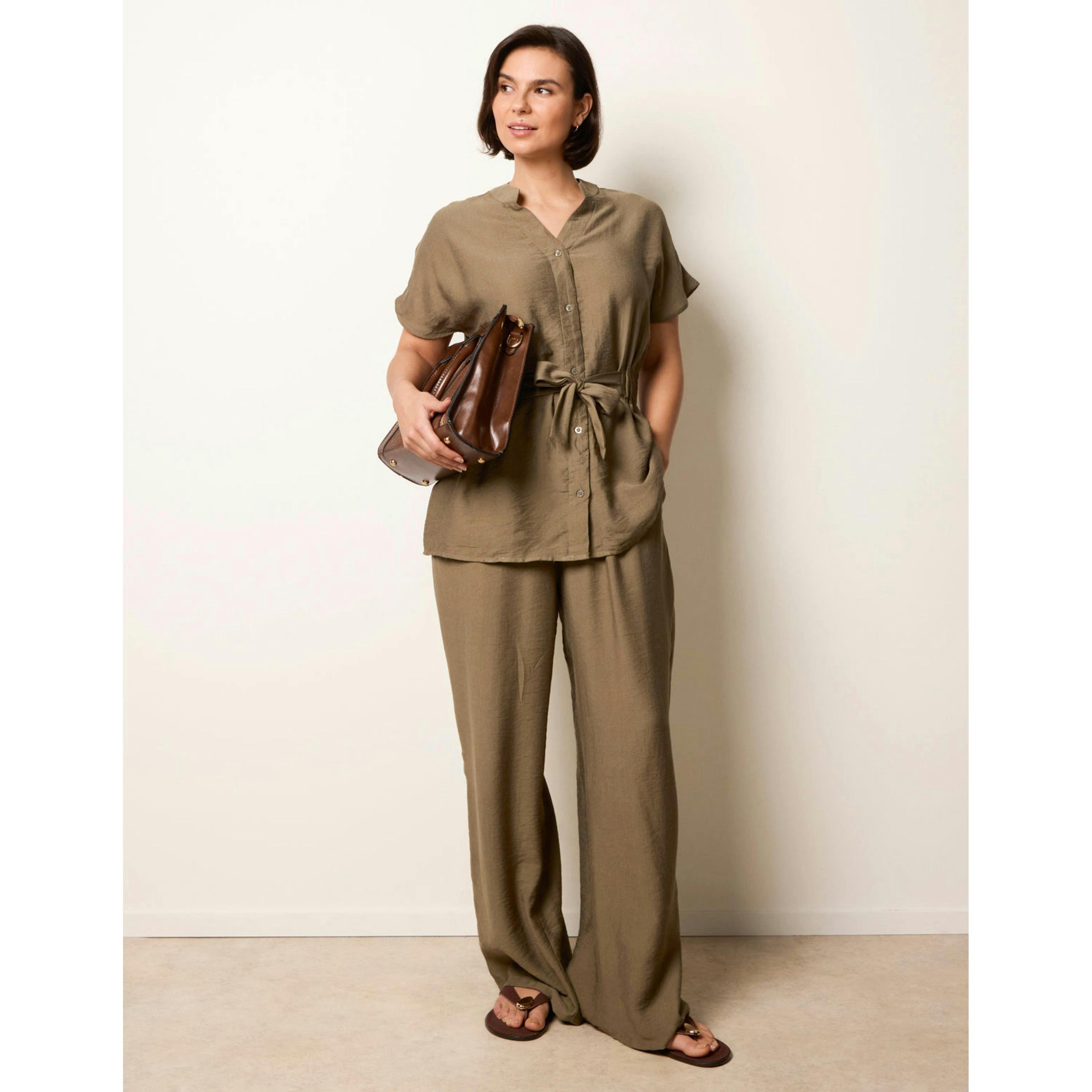 Blue Vanilla Two Piece Belted Co-Ord Set  in Khaki , view 1 of 5