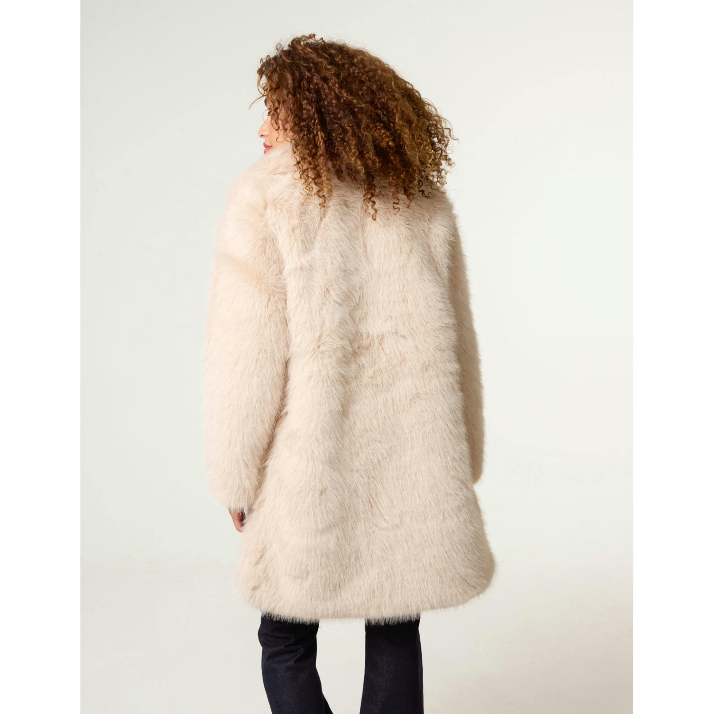 Blue Vanilla Faux Fur Long Coat  in Stone , view 2 of 4