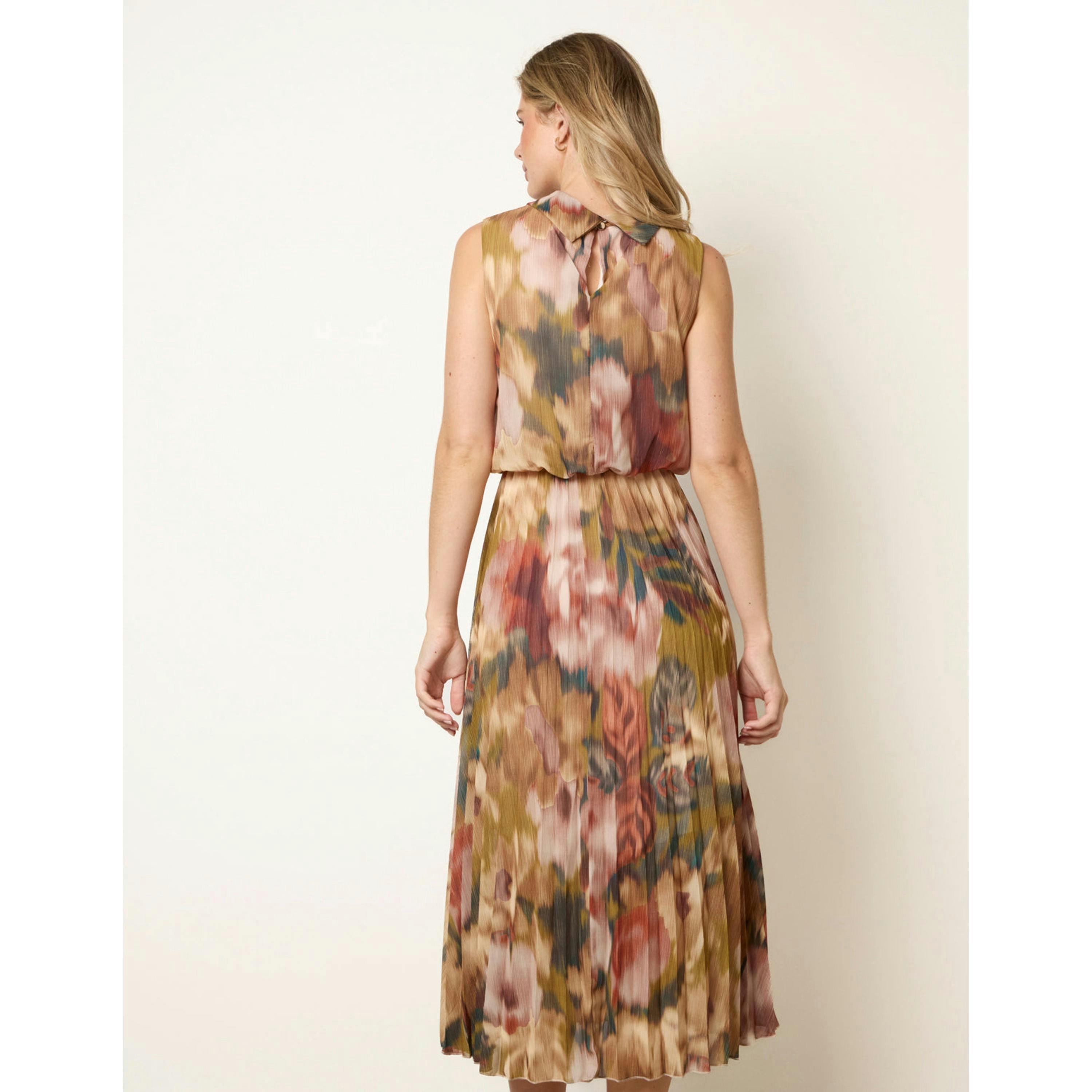 Blue Vanilla Sleeveless Cowl Neck Pleat Dress  in Green , view 2 of 4