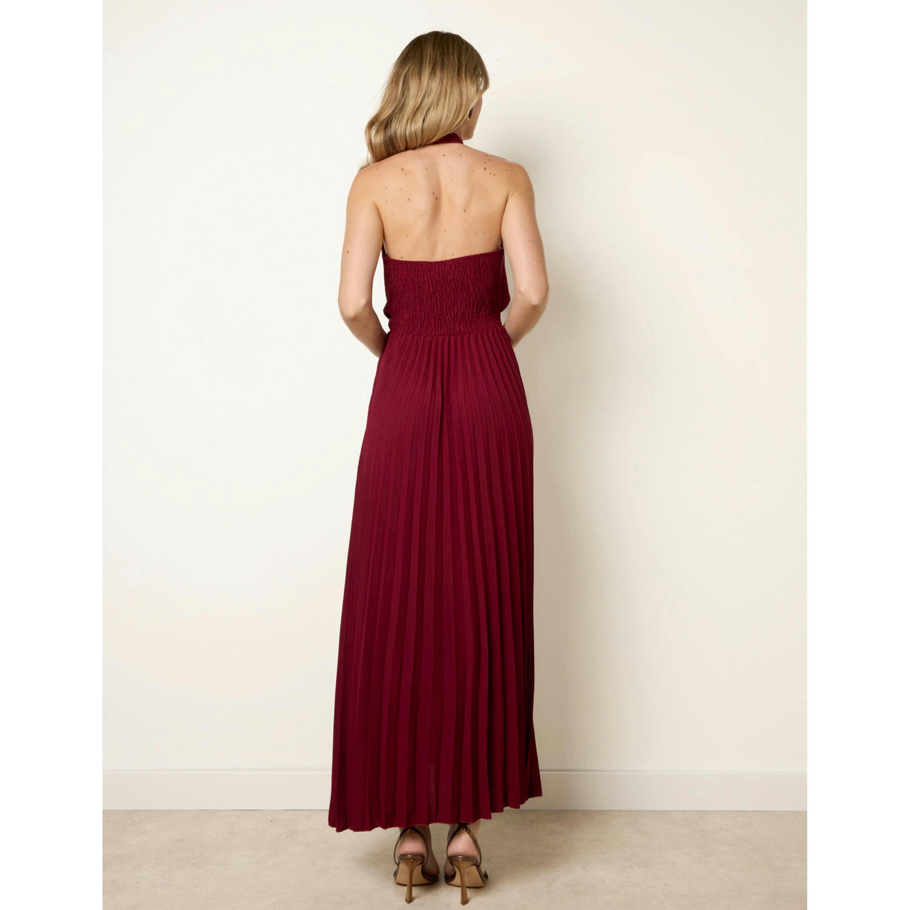 Blue Vanilla Cross Front Halter Dress  in Wine , view 2 of 4