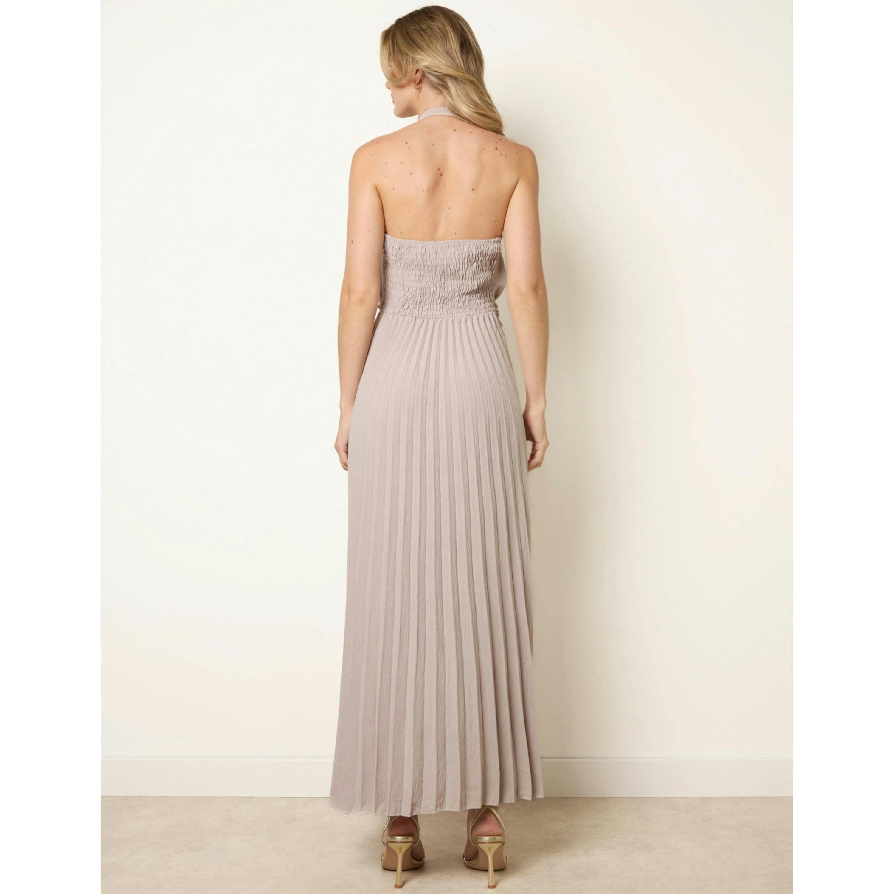 Blue Vanilla Cross Front Halter Dress  in Beige , view 2 of 4