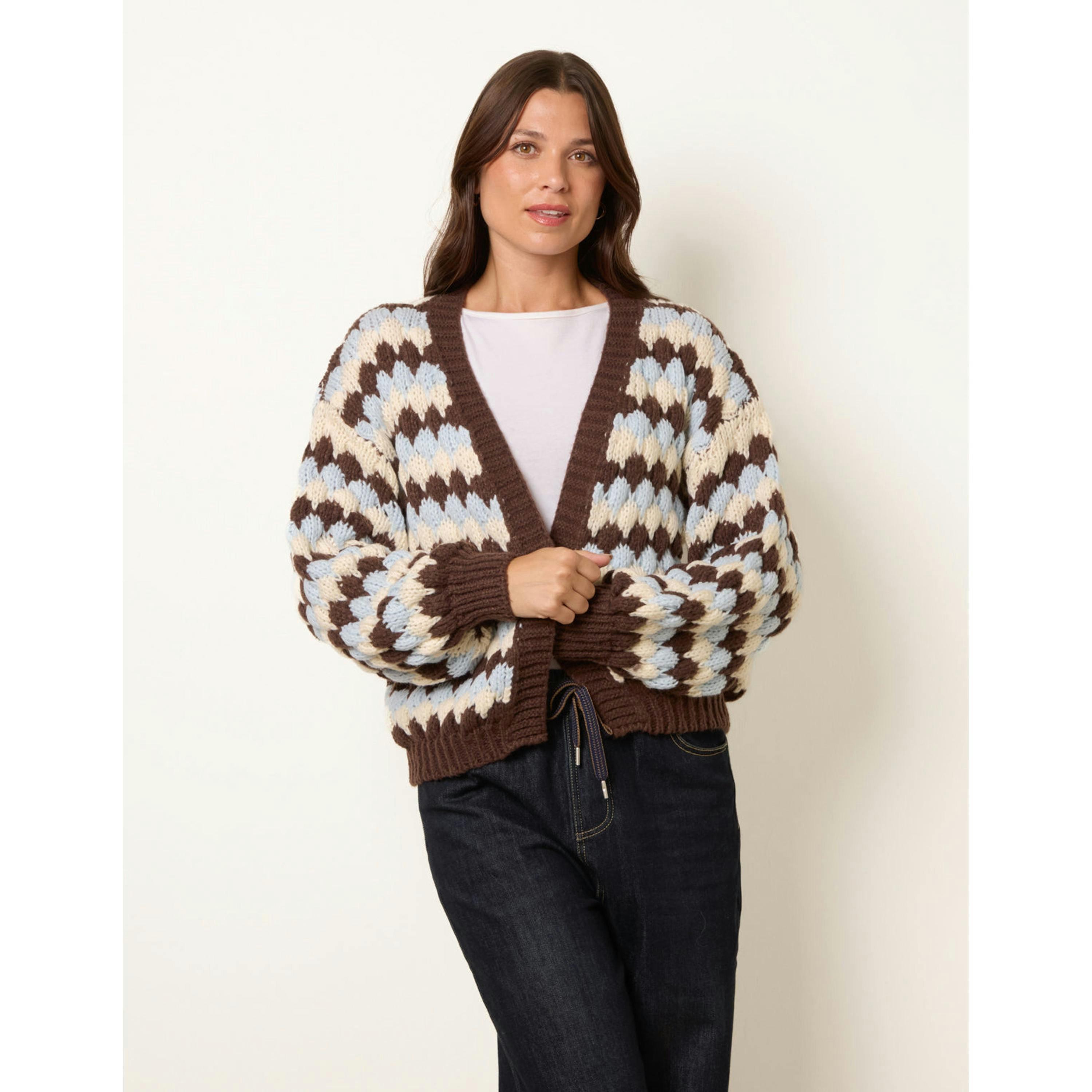 Blue Vanilla Multicoloured Striped Cardigan  in Multicolour , view 1 of 4