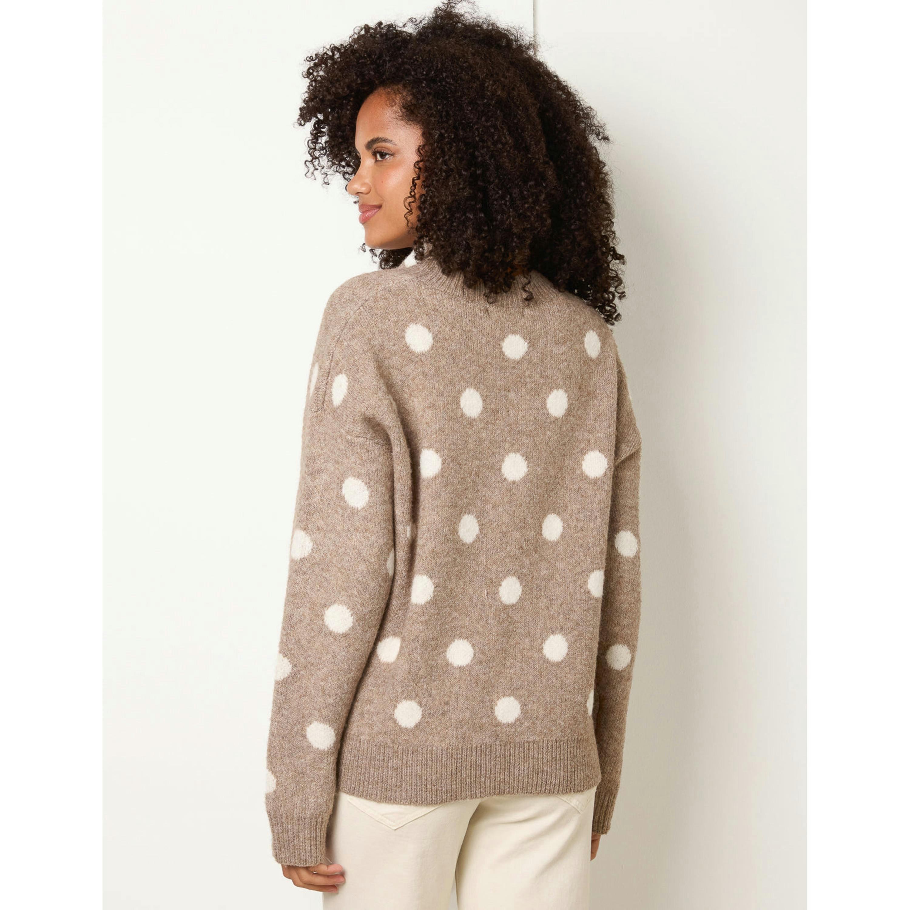 Blue Vanilla Polka Dot Knit Jumper With Scarf  in Beige , view 4 of 4