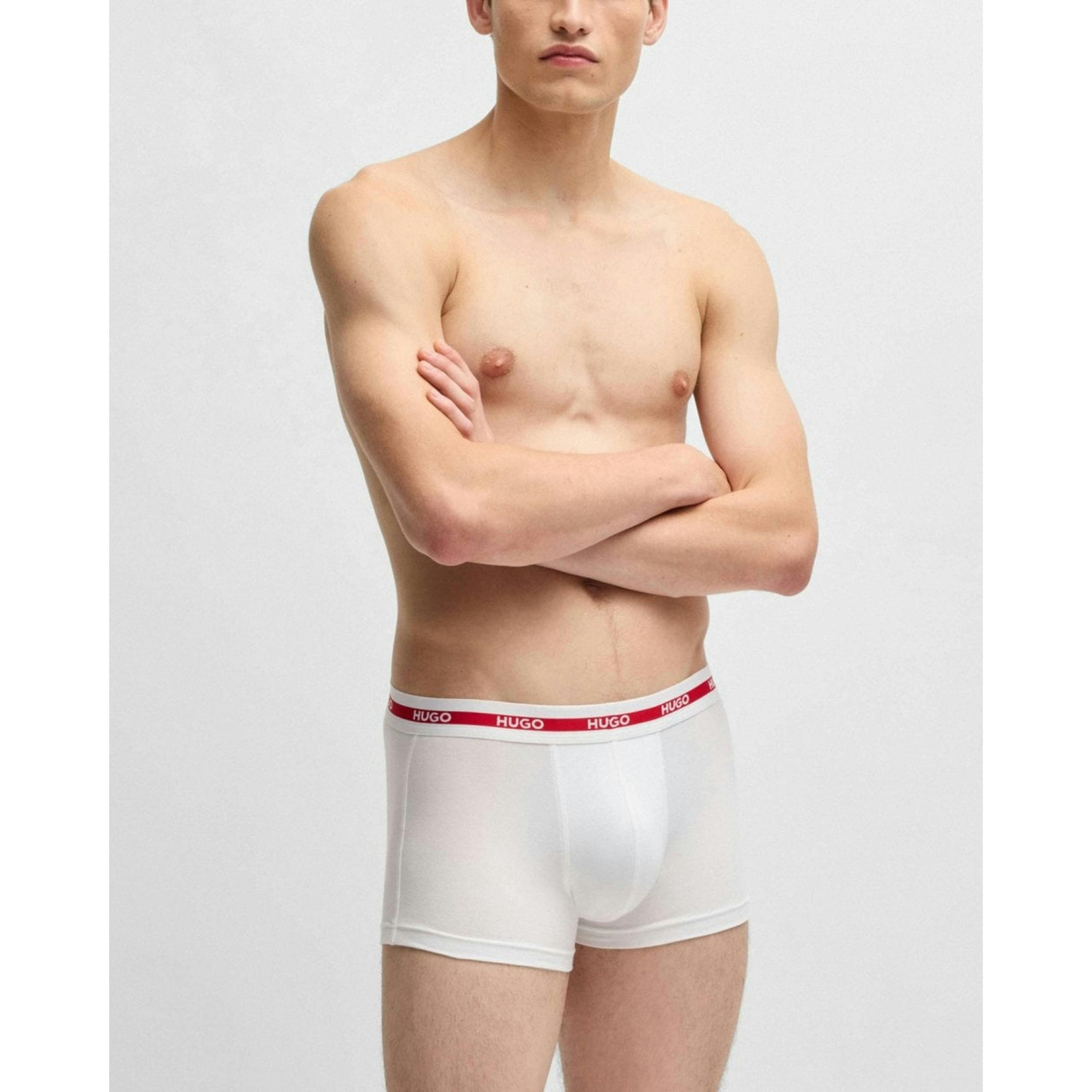 Hugo Boss Logo Waistband Trunks  in White , view 1 of 5